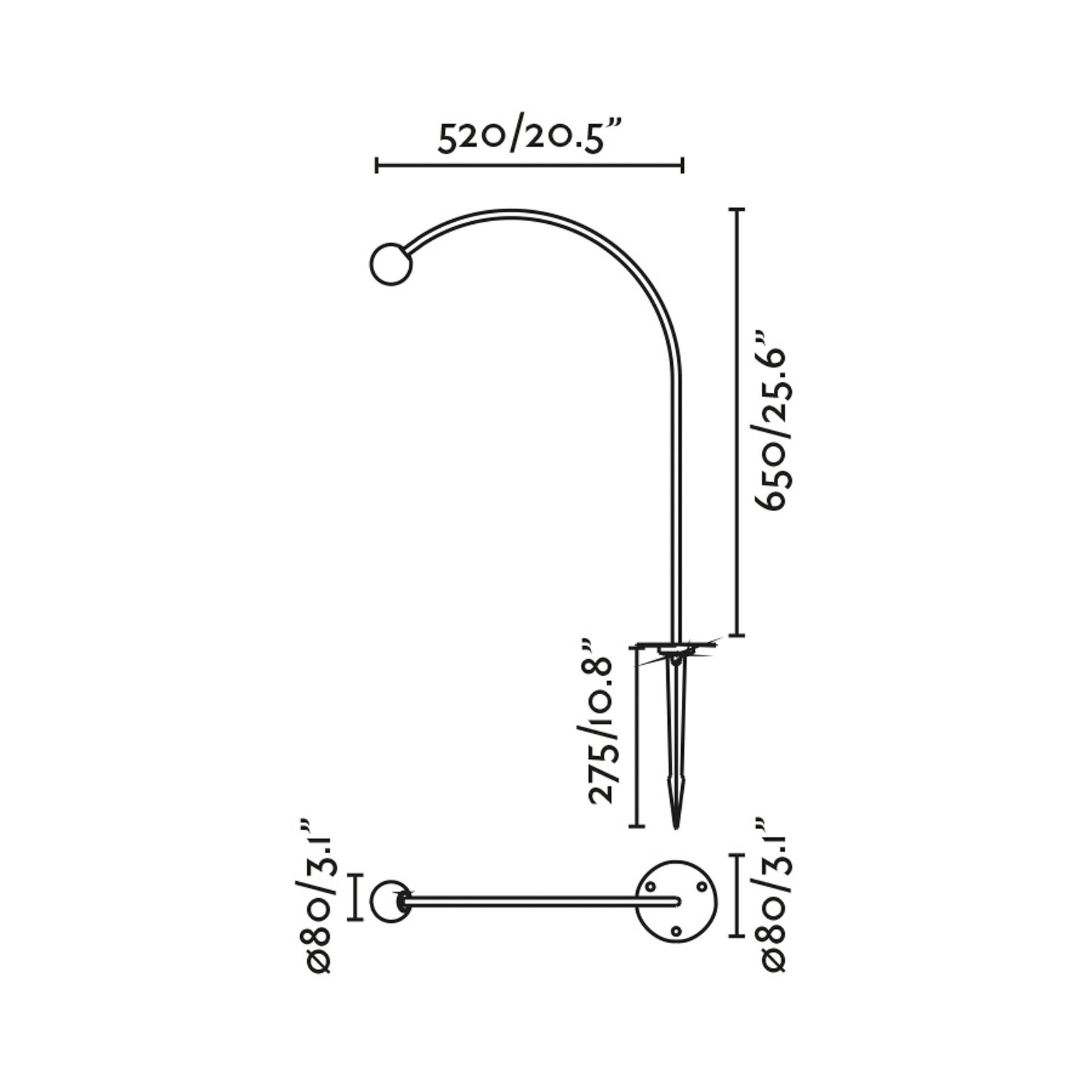 Cuca Candeeiro de pé com espigão LED, preto, aço inoxidável/vidro, altura