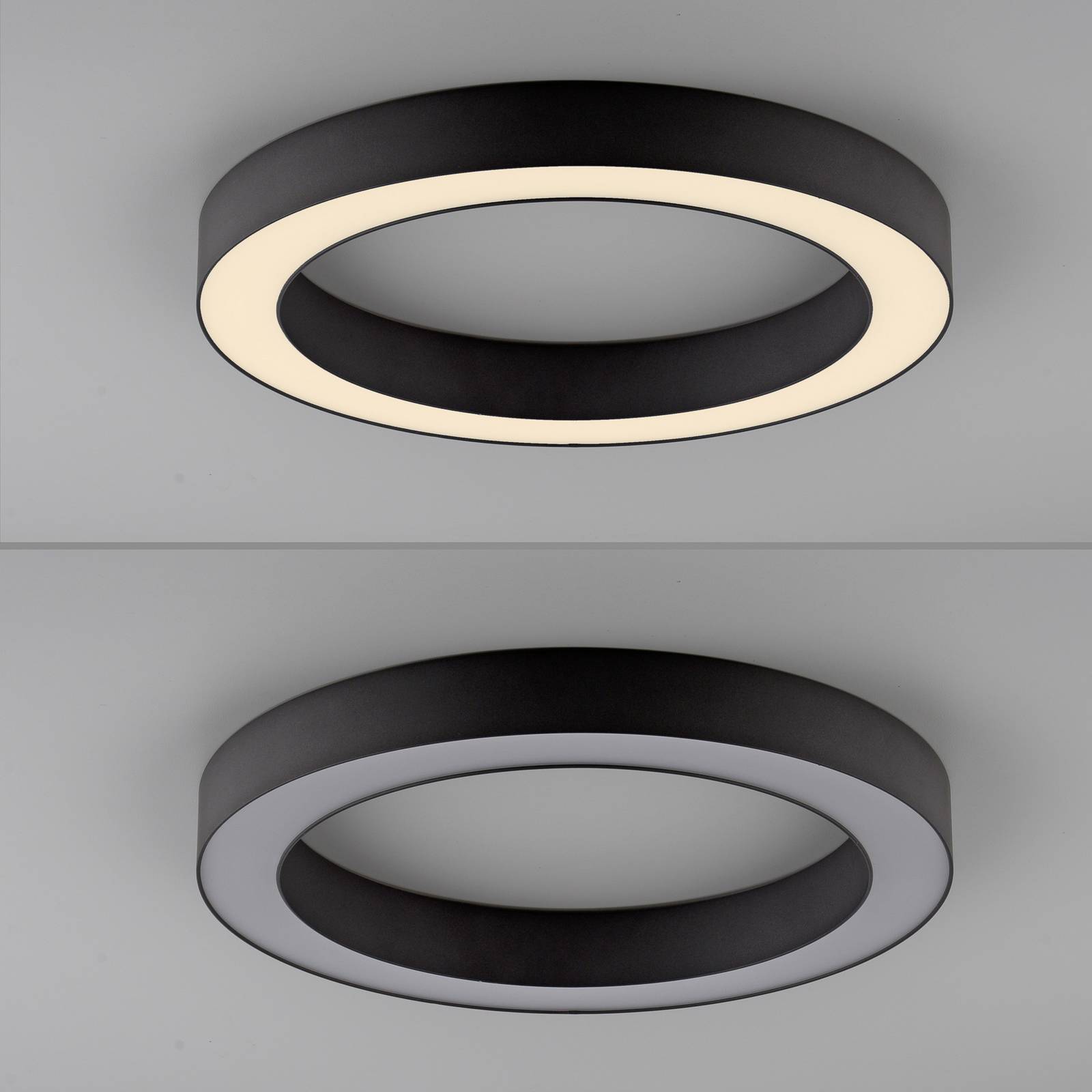 Lampa sufitowa LED PURE Lines, Ø 35 cm, grafitowa, CCT, pilot