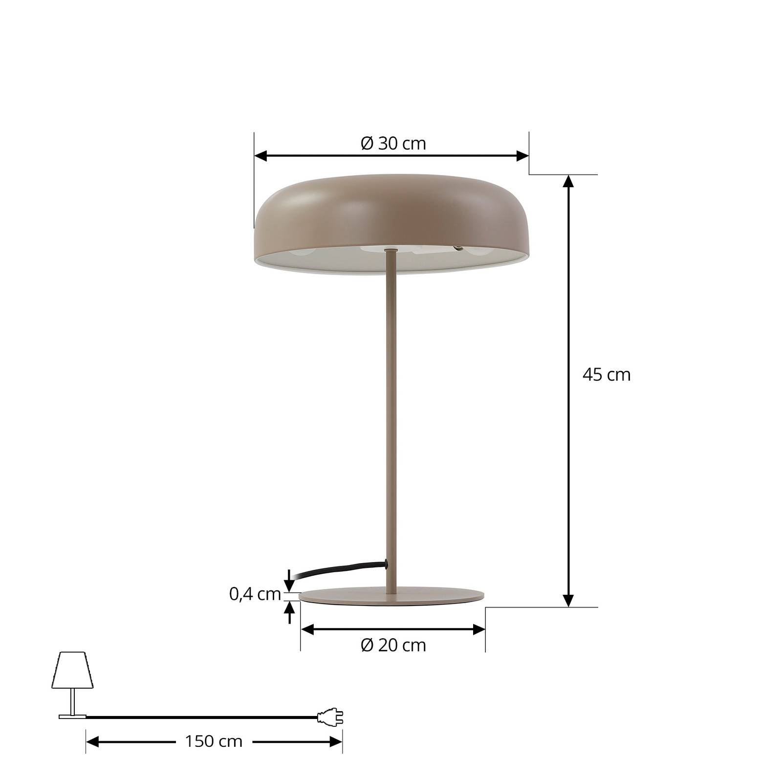 Lampa stołowa Lindby Edion, beżowy, metal, 45 cm