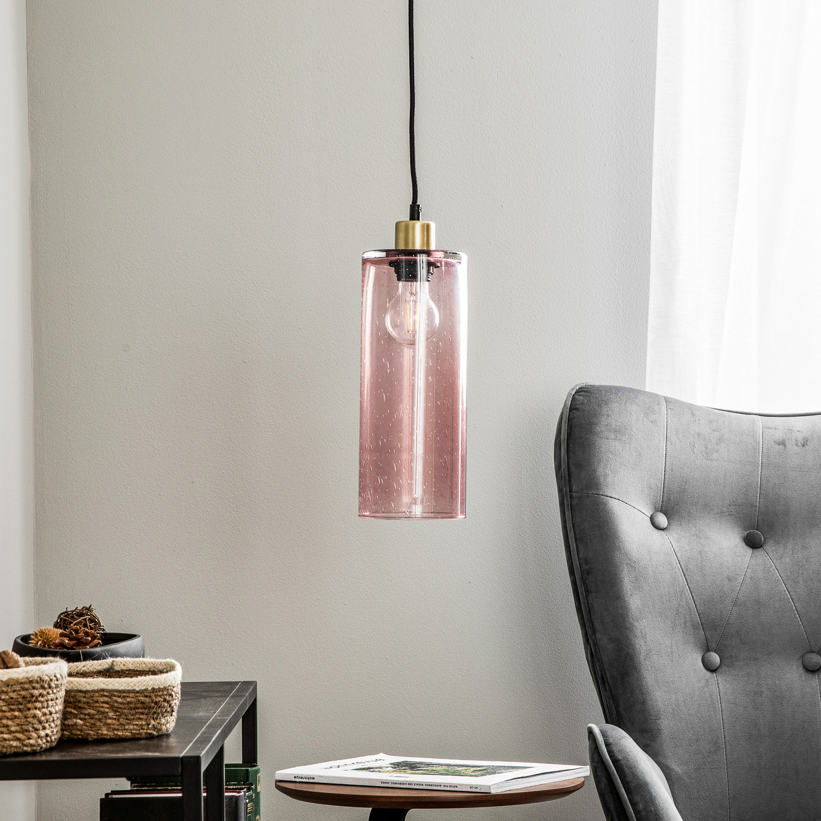 Soda hanging light glass cylinder rosé Ø 12cm