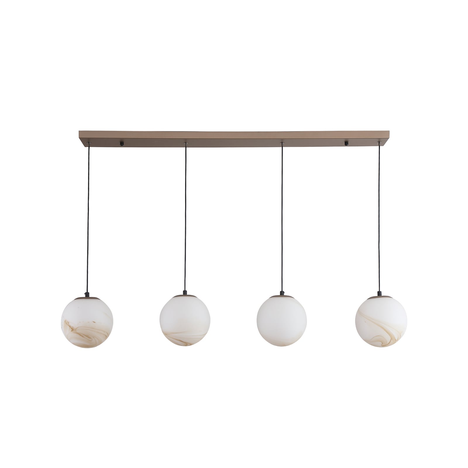 Hängeleuchte Carrara, 4-fl. lang, braun, Glas marmoriert