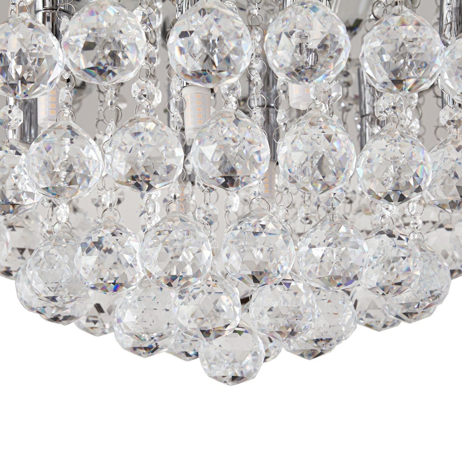 Lindby mennyezeti lámpa Antonino, 8-as lámpa, króm, kristály, 55cm