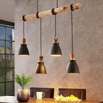 Lindby pendant light Trebale, E14, Ø 15 cm, 4-bulb, wood