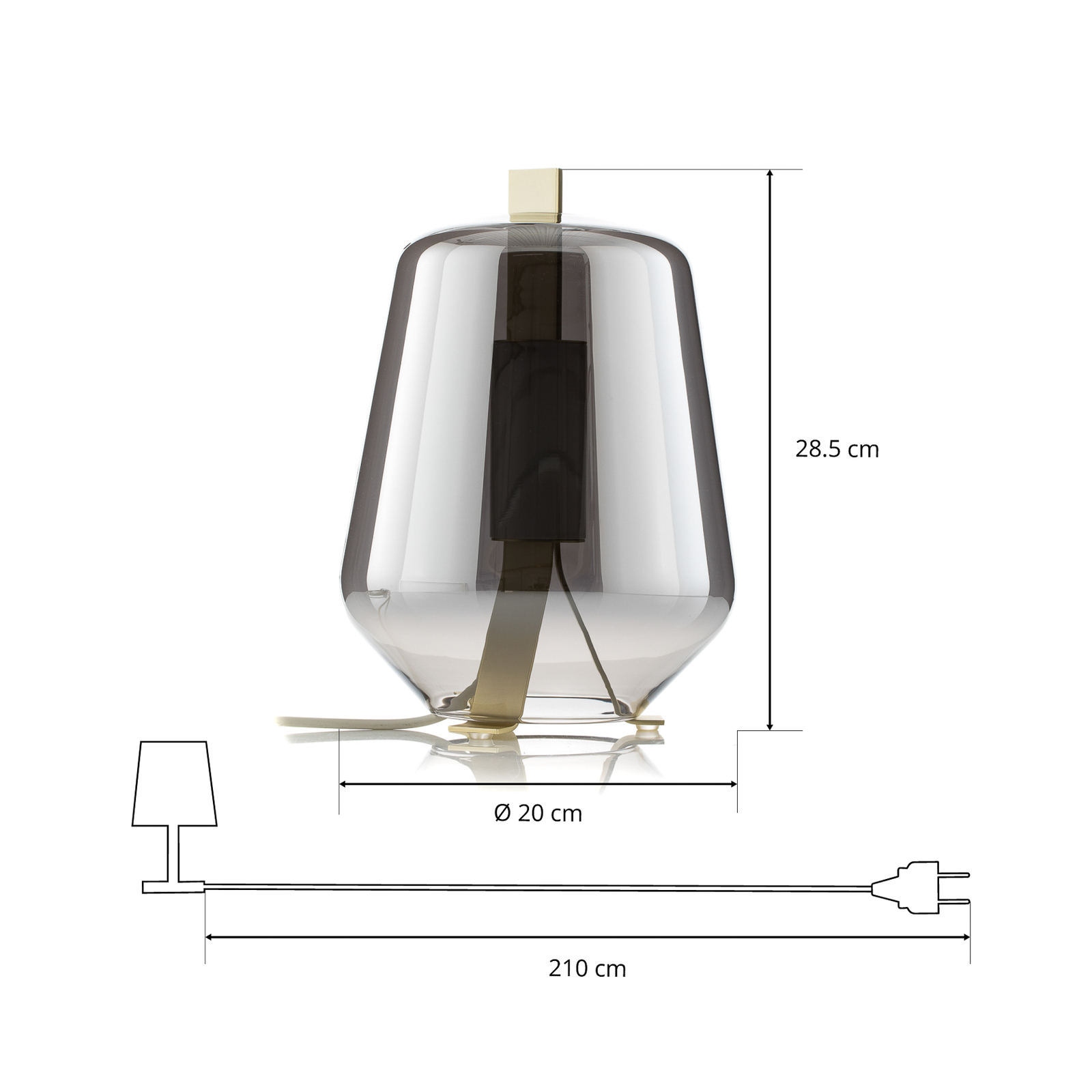 Prandina Luisa T1 tafellamp 2700K messing/spiegel