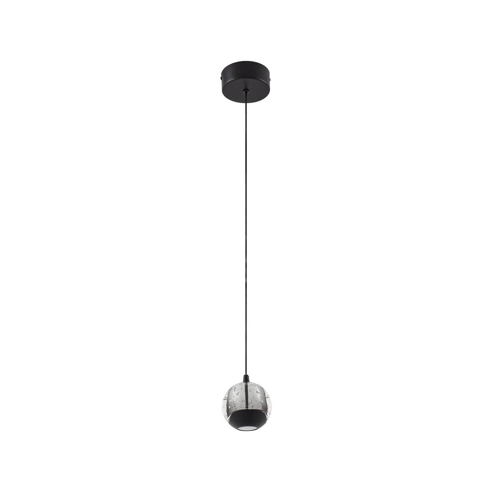 Lucande LED-Pendellampe Hayley, schwarz, 1-flg., Glas