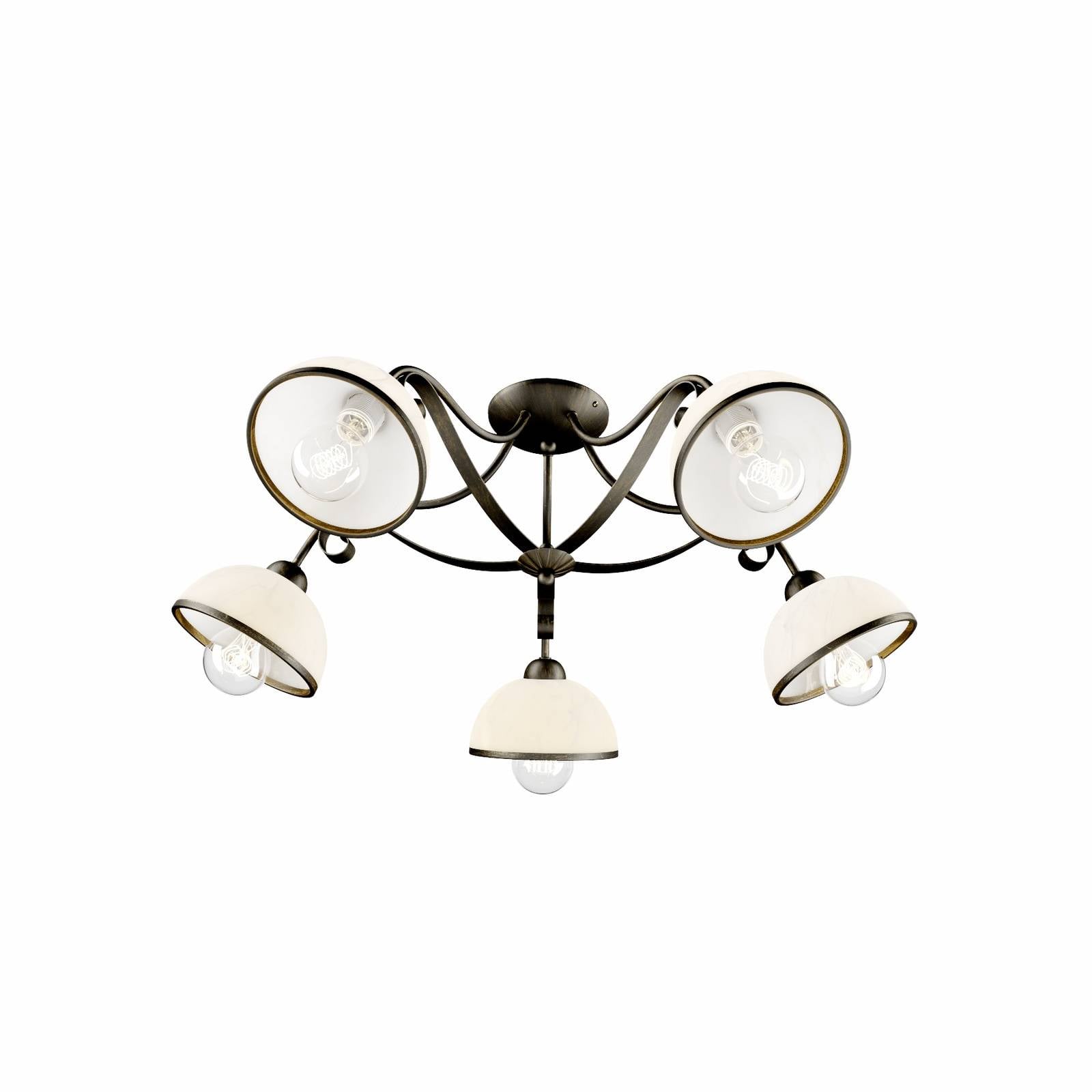 Deckenleuchte ANTICA Ø82cm 5-flmg Wohnzimmer - Messing Patina Weiß
