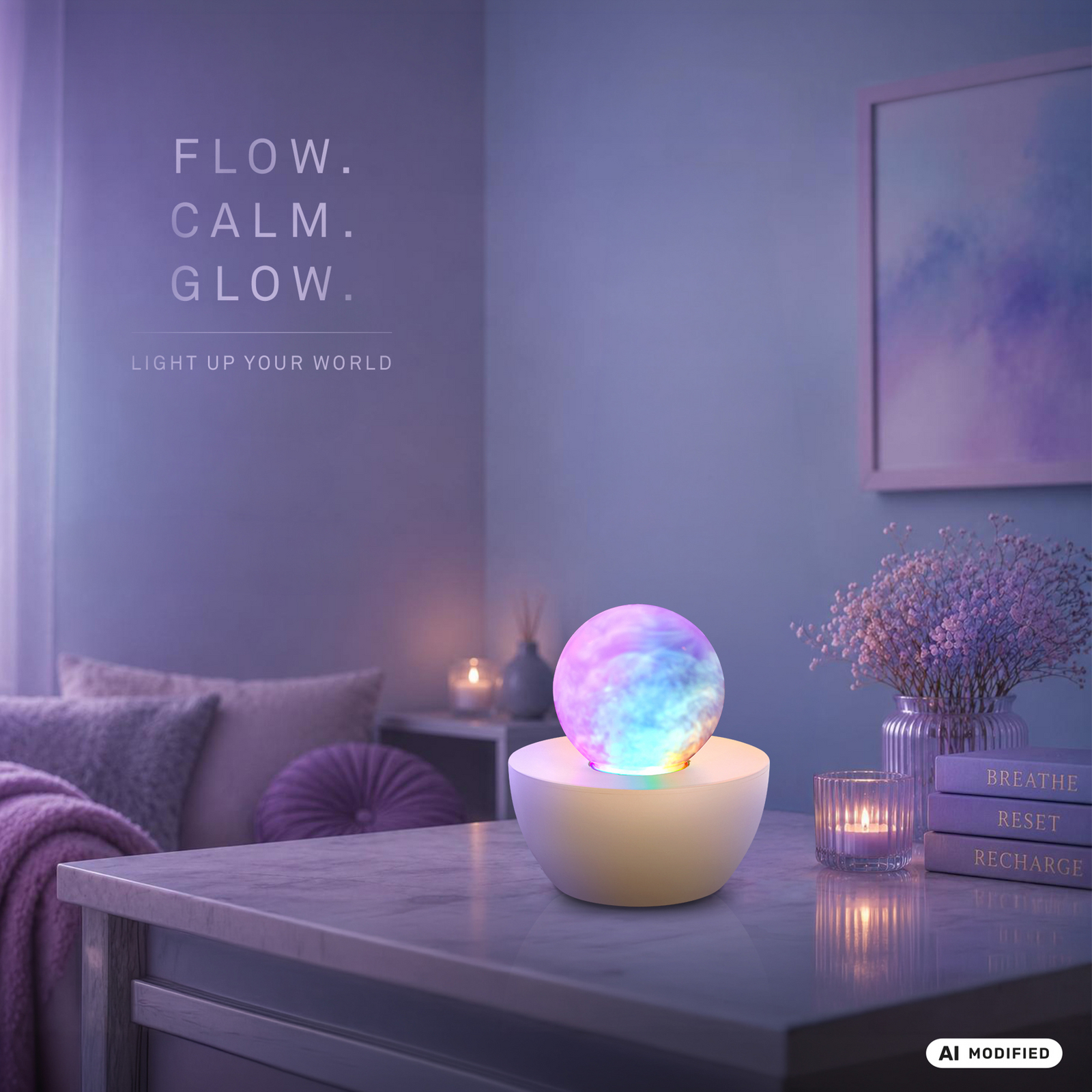 Lampa stołowa LED Fog, beżowo-przezroczysta, skokowa zmiana barw RGB, Ø 12 cm Lampa stołowa LED Fog, beżowo-przezroczysta, skokowa zmiana barw RGB, Ø 12 cm