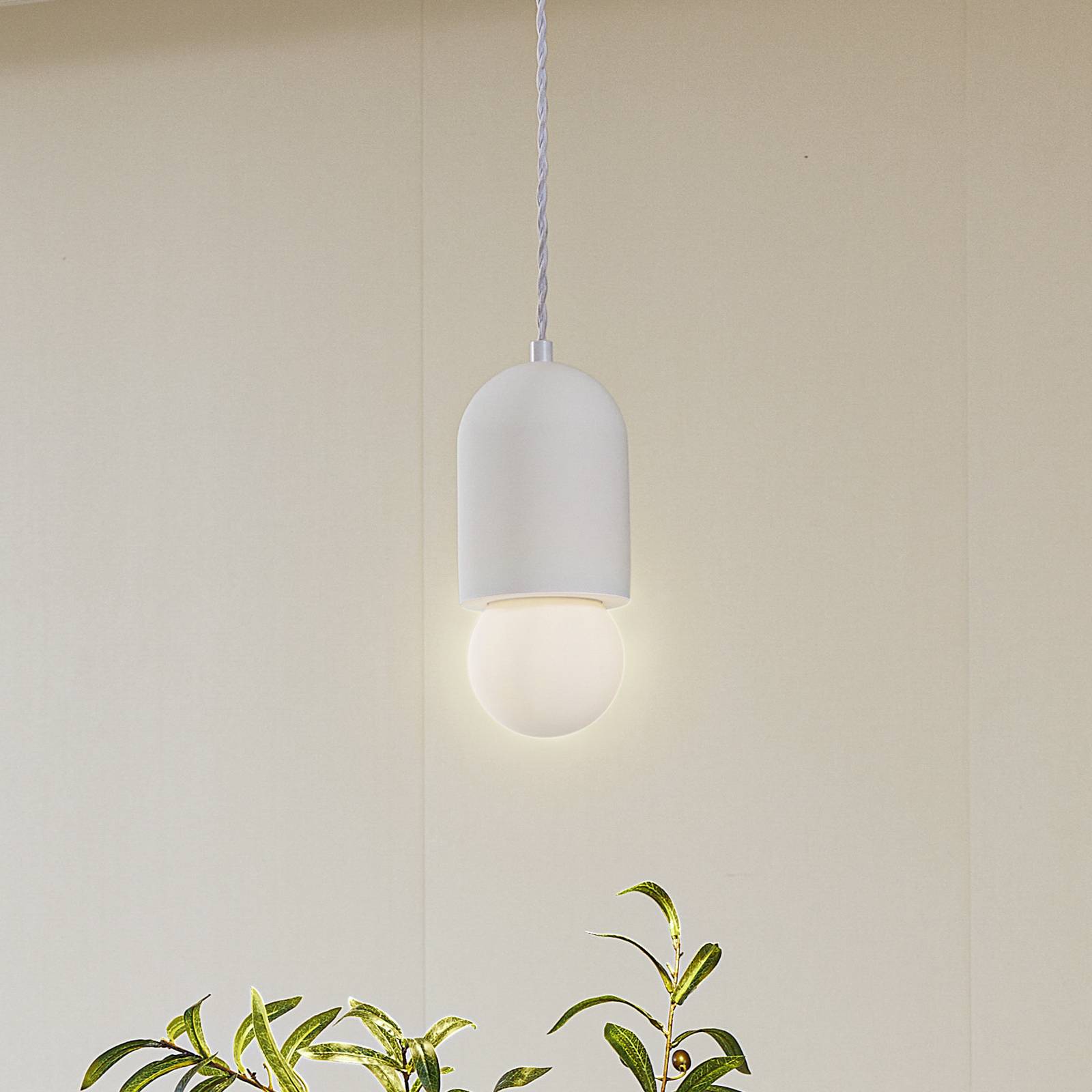 Lampa wisząca Lindby Nielson Ø 11 cm biała gipsowa