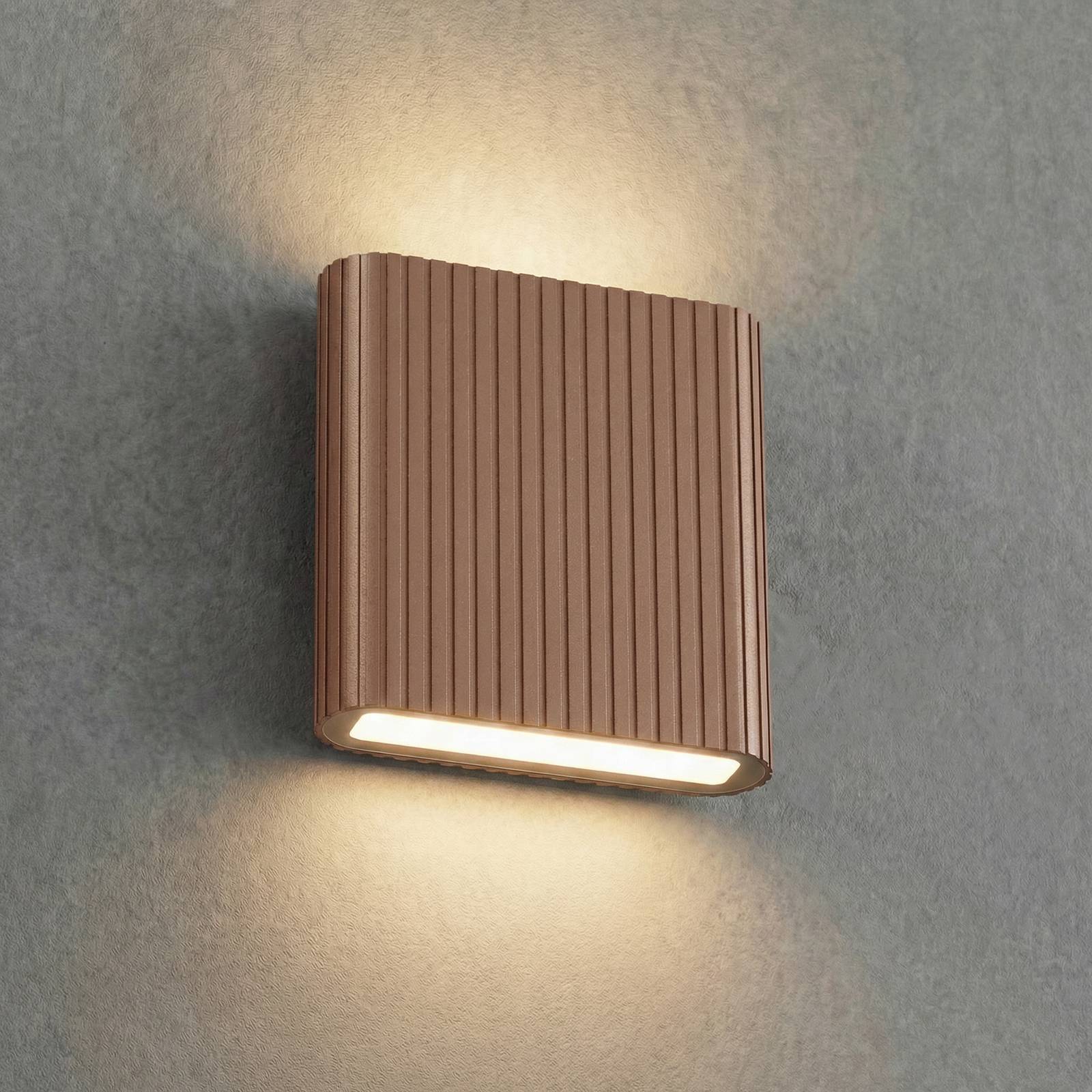Applique d'extérieur LED Lucande Raija, brun foncé, hauteur 19 cm, CCT