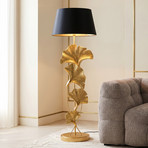 Kare põrandalamp „Ginkgo”, kuldne, linane, kõrgus 129 cm, E27