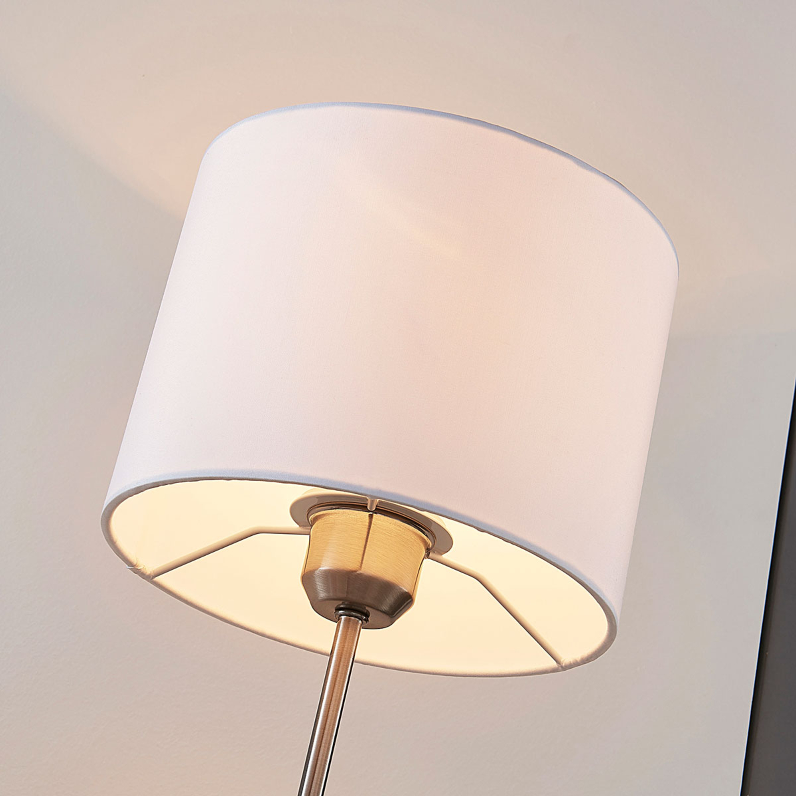 Annatina white table lamp with fabric lampshade