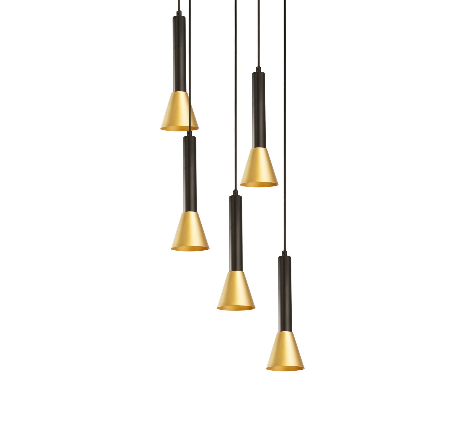 Hanglamp Signal, Ø 37 cm, zwart/goudkleurig metaal, 5-lamps