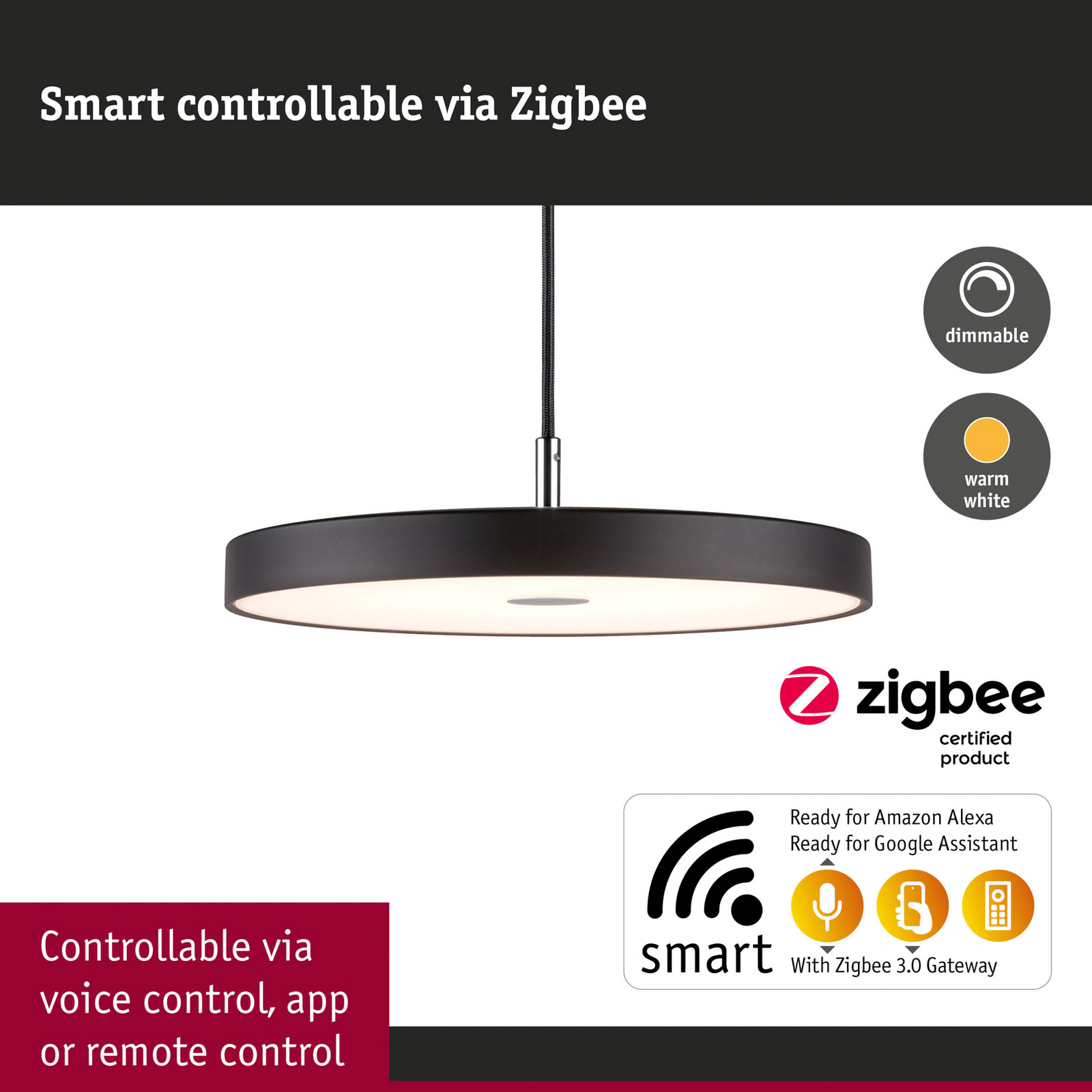 Hildor suspension LED noir ZigBee - Paulmann Hildor suspension LED noir ZigBee - Paulmann