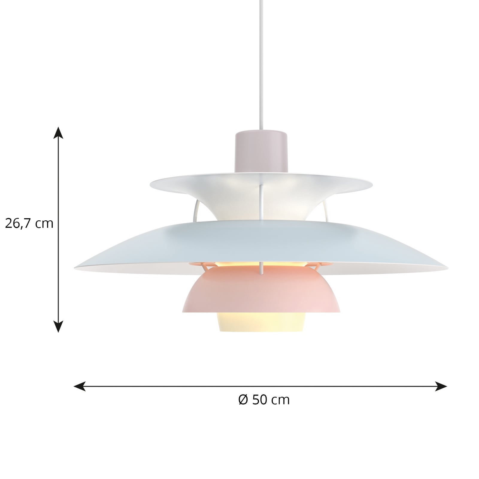 PH 5 Pendant Pastels Oyster/Blue/Rose - Louis Poulsen