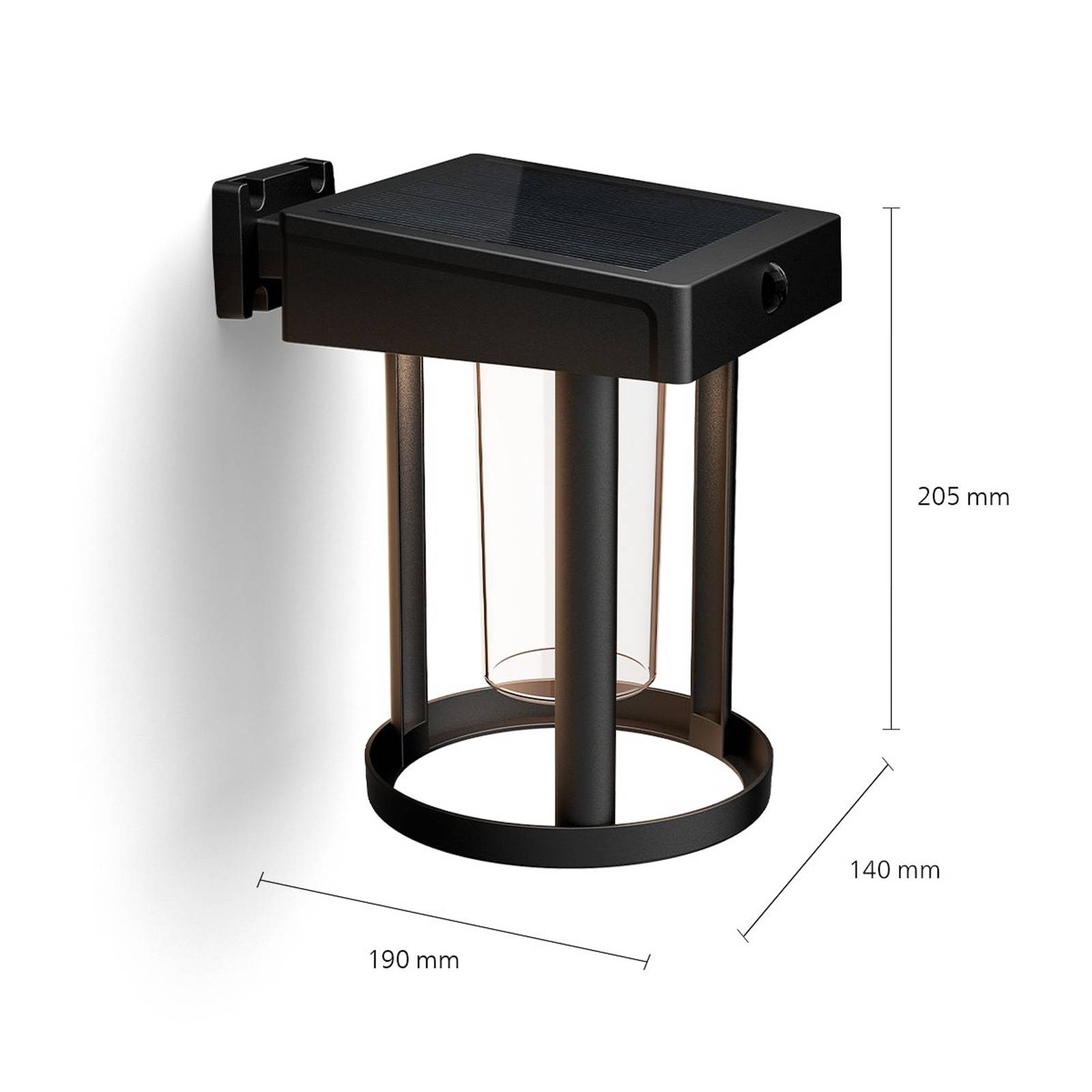 Philips led napelemes fali lámpa camill, fekete/átlátszó, ø 14 cm