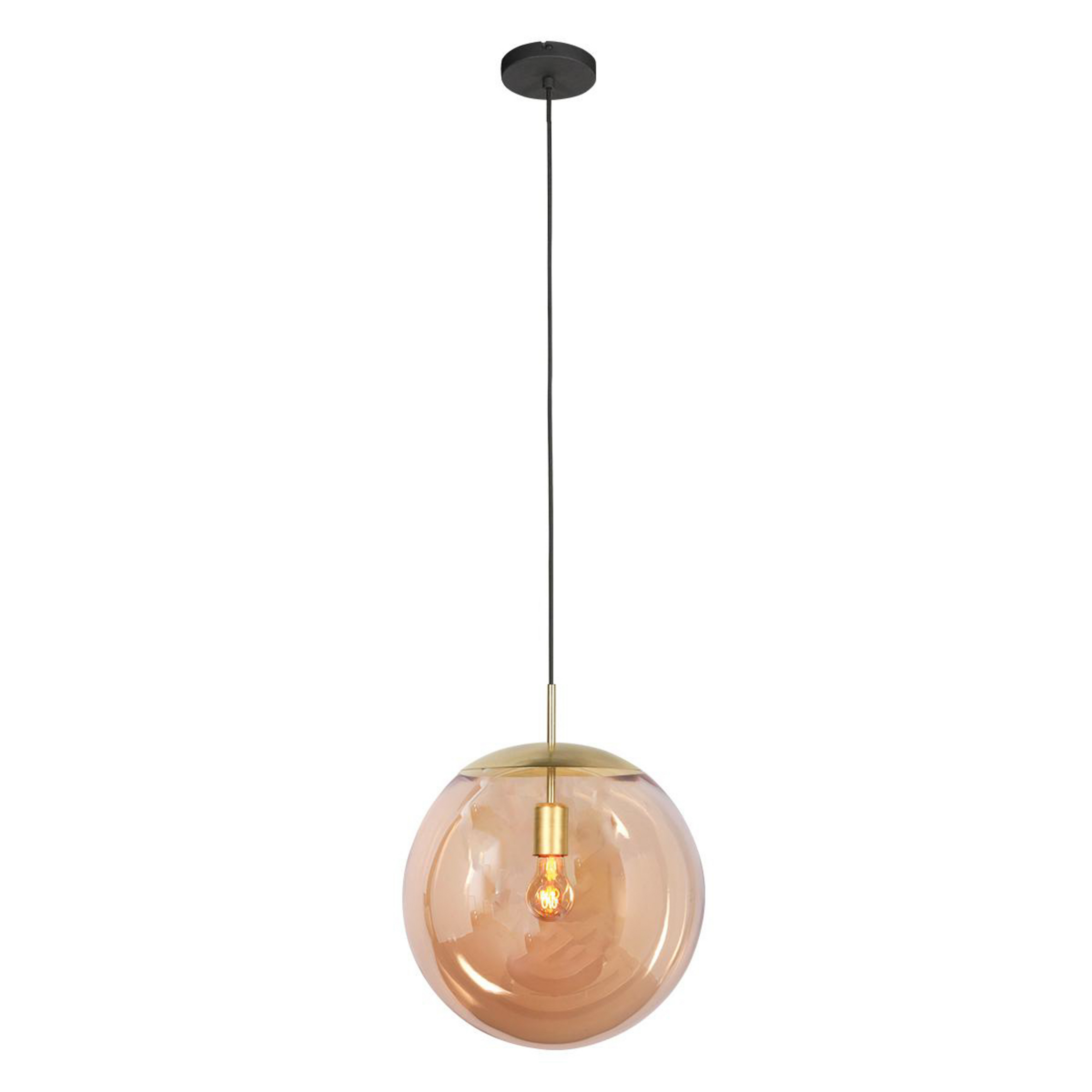 Suspension Bollique, laiton, Ø 40 cm, verre, à 1 lampe, boule