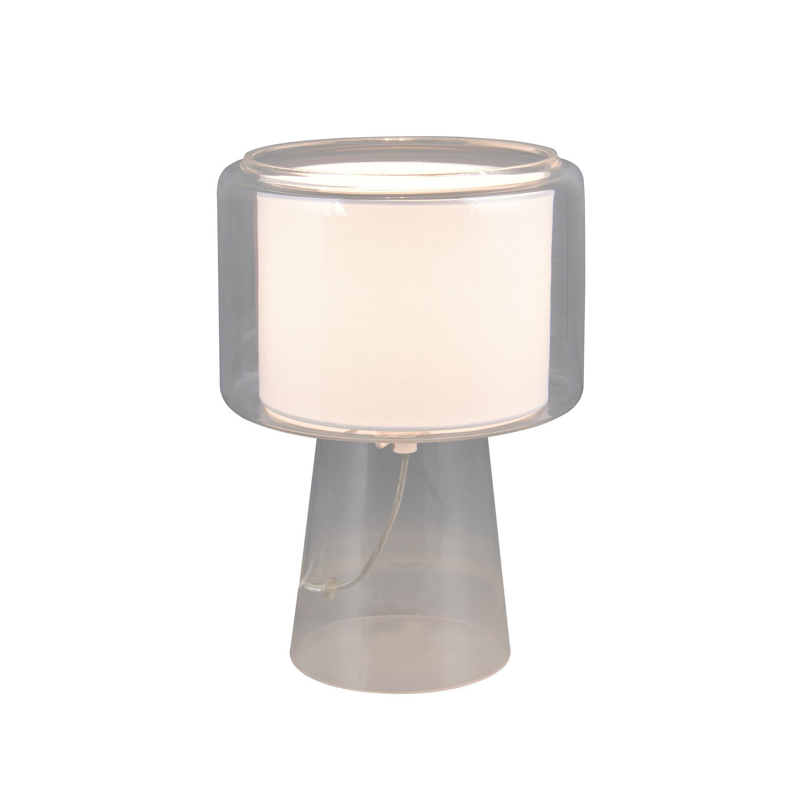 Lampada da tavolo Rocka, trasparente, altezza 29 cm, vetro/tessuto Lampada da tavolo Rocka, trasparente, altezza 29 cm, vetro/tessuto