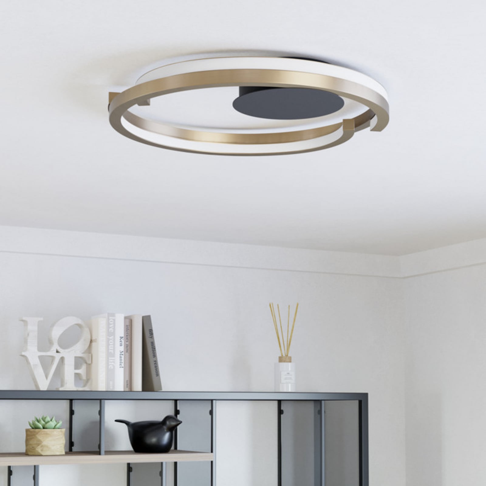 Candeeiro de teto LED EGLO MEZZOMONTE, bronze, Ø 48 cm, CCT Candeeiro de teto LED EGLO MEZZOMONTE, bronze, Ø 48 cm, CCT