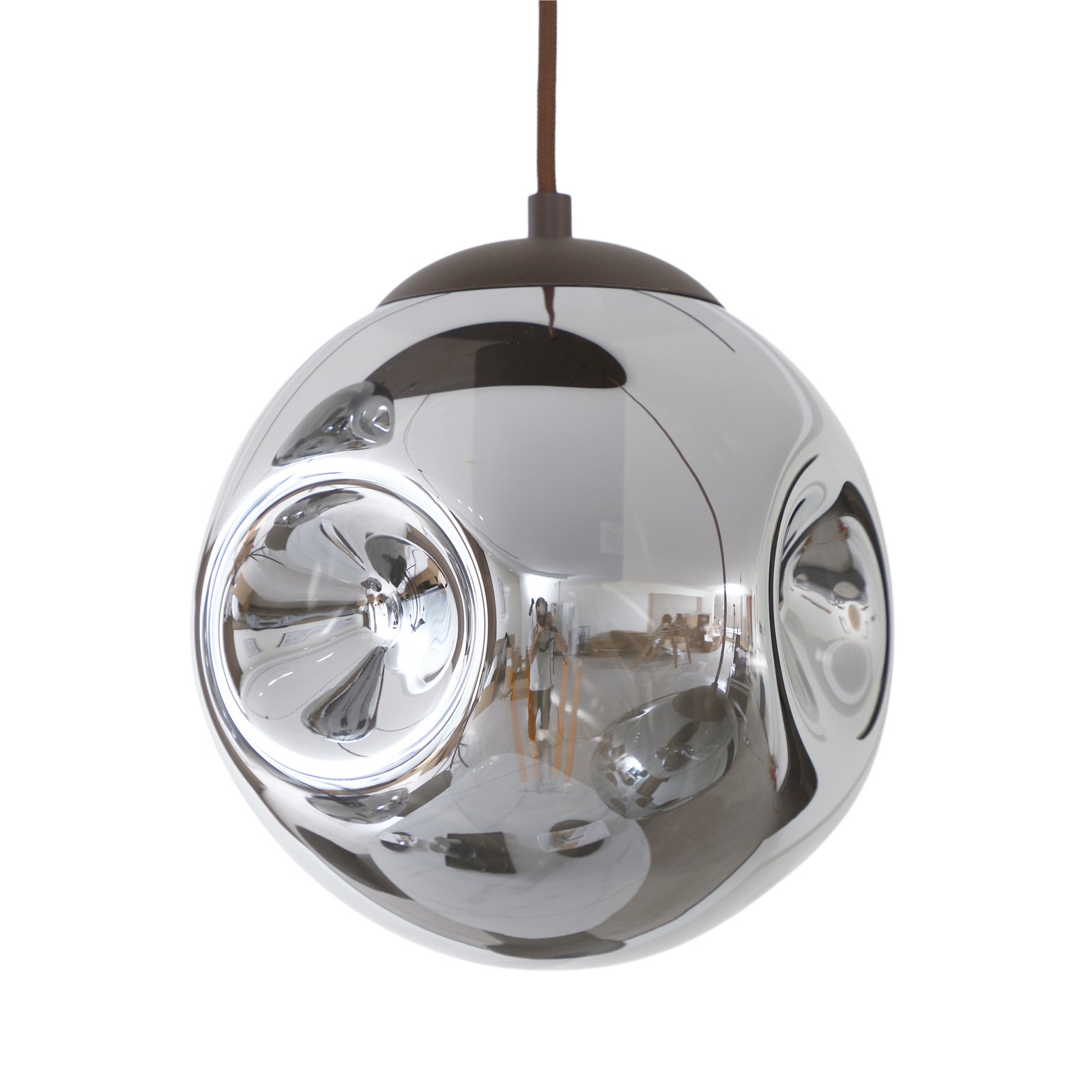 Lindby hanglamp Valentina, E27, 125,5cm hoog, grijs, glas