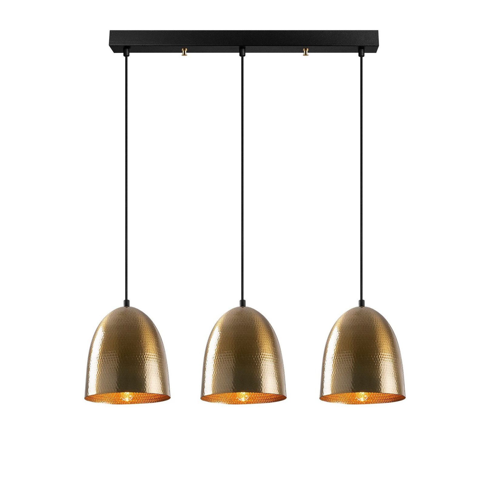 Tattoo 6172 hanglamp, antiek goud, metaal, 3-lamps lang