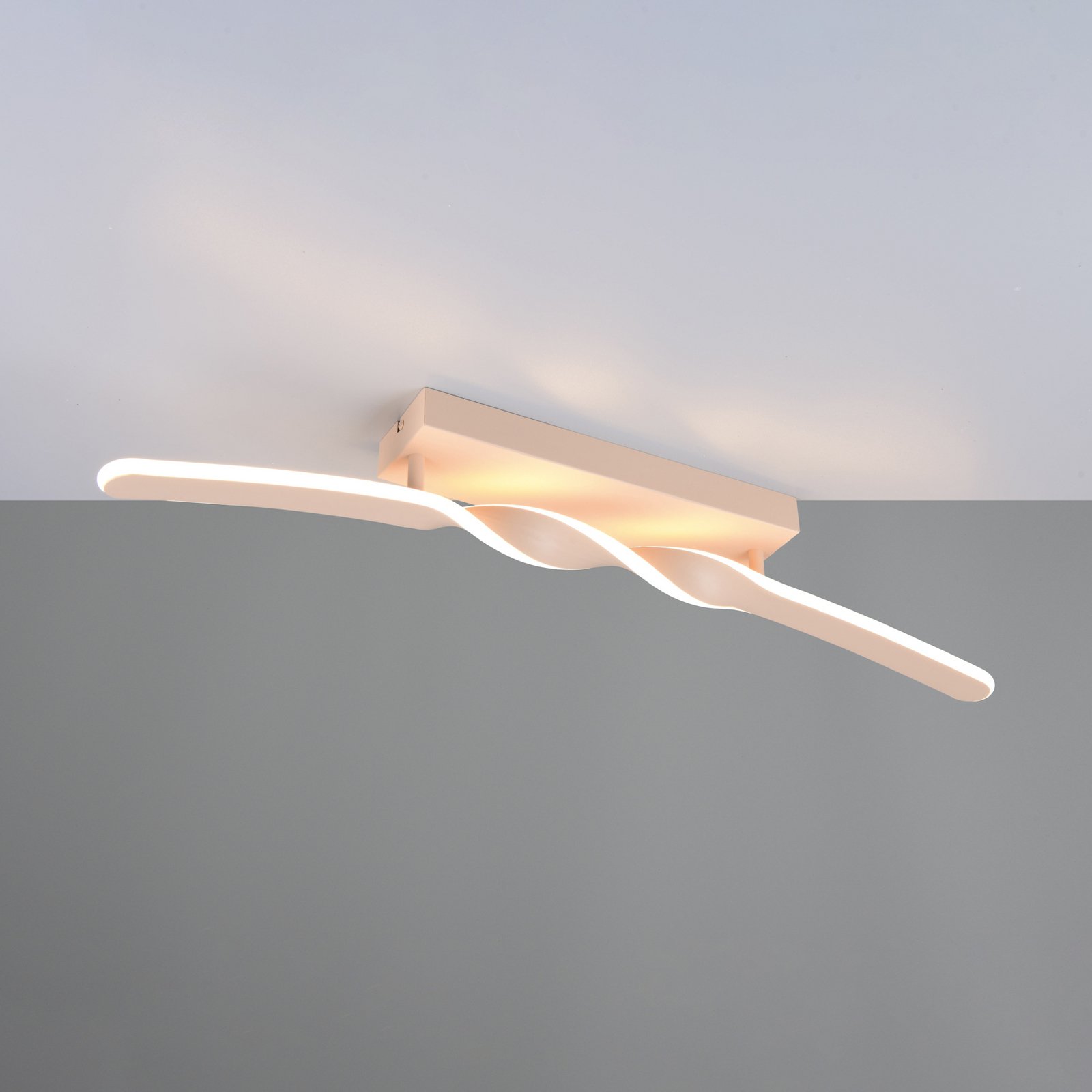 LED ceiling light Ginko, sand, metal, length 79 cm