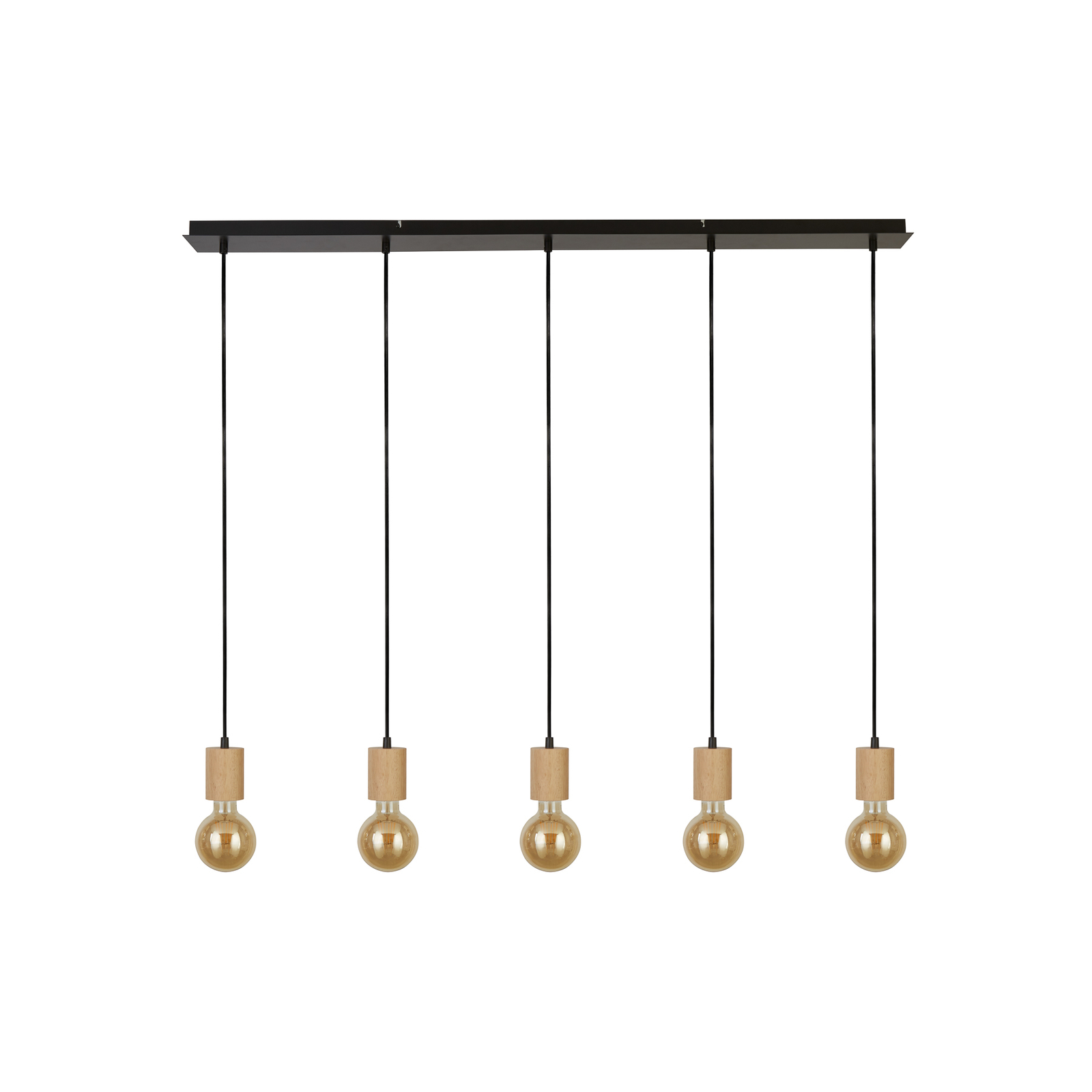 Spinny hanglamp, balk, 115 cm, 5-lamps, rubberhout, E27