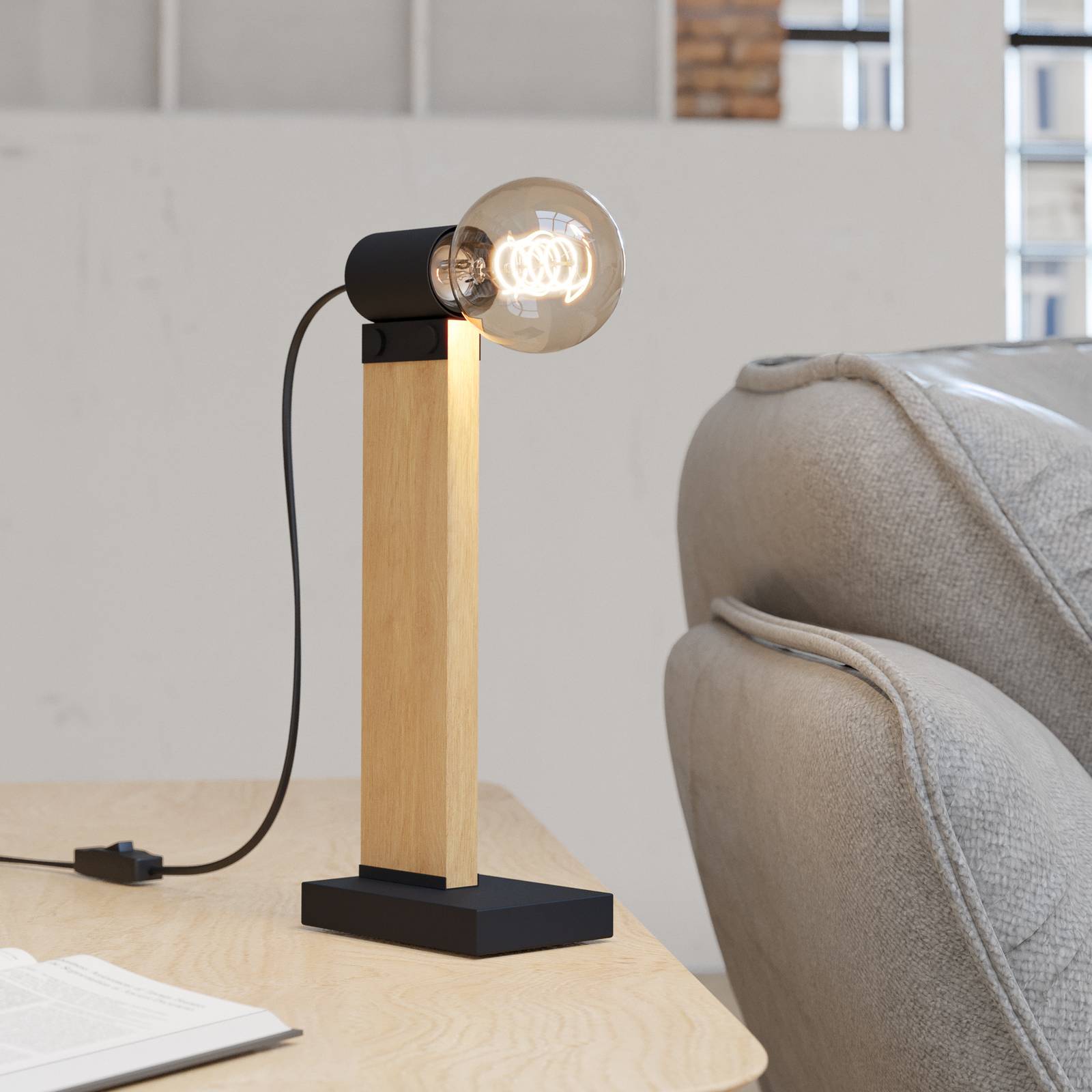 EGLO Bailrigg Tischleuchte aus Holz günstig online kaufen