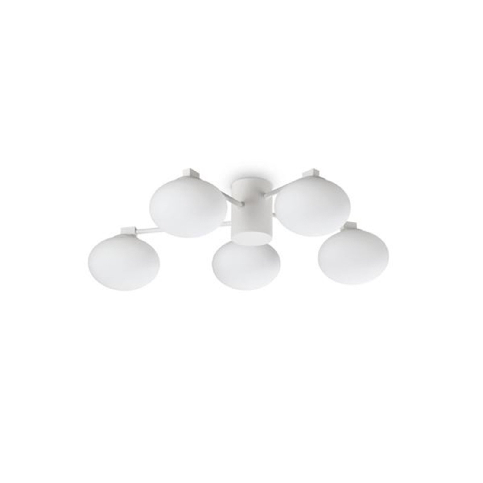 Ideal Lux plafonnier Hermes, blanc, 60 cm, à 5 lampes, verre