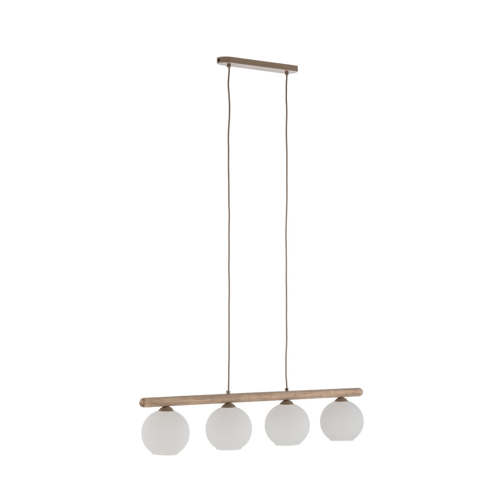 Virlo-riippuvalaisin, 4-lamppuinen, puu, opaali-lasi, pituus 95 cm