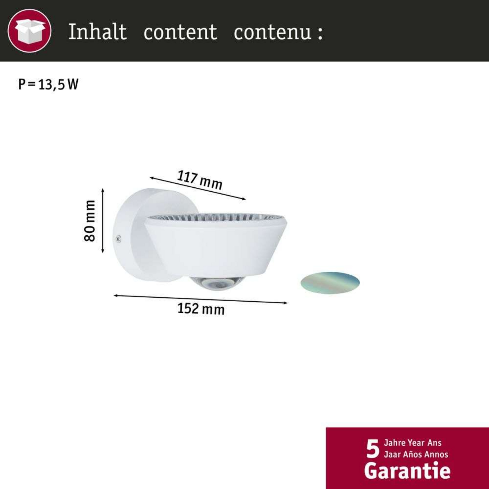 Sabik LED Candeeiro de Parede IP44 Dim. Mate Branco - Paulmann