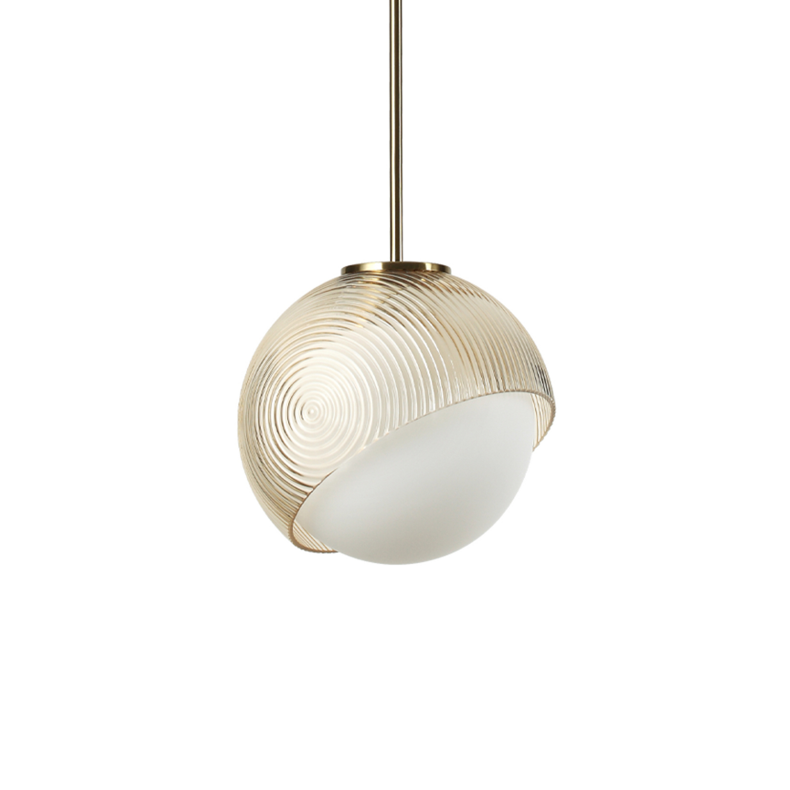 IDEAL LUX Bloom hanging light, Ø 12 cm, brass, metal/glass
