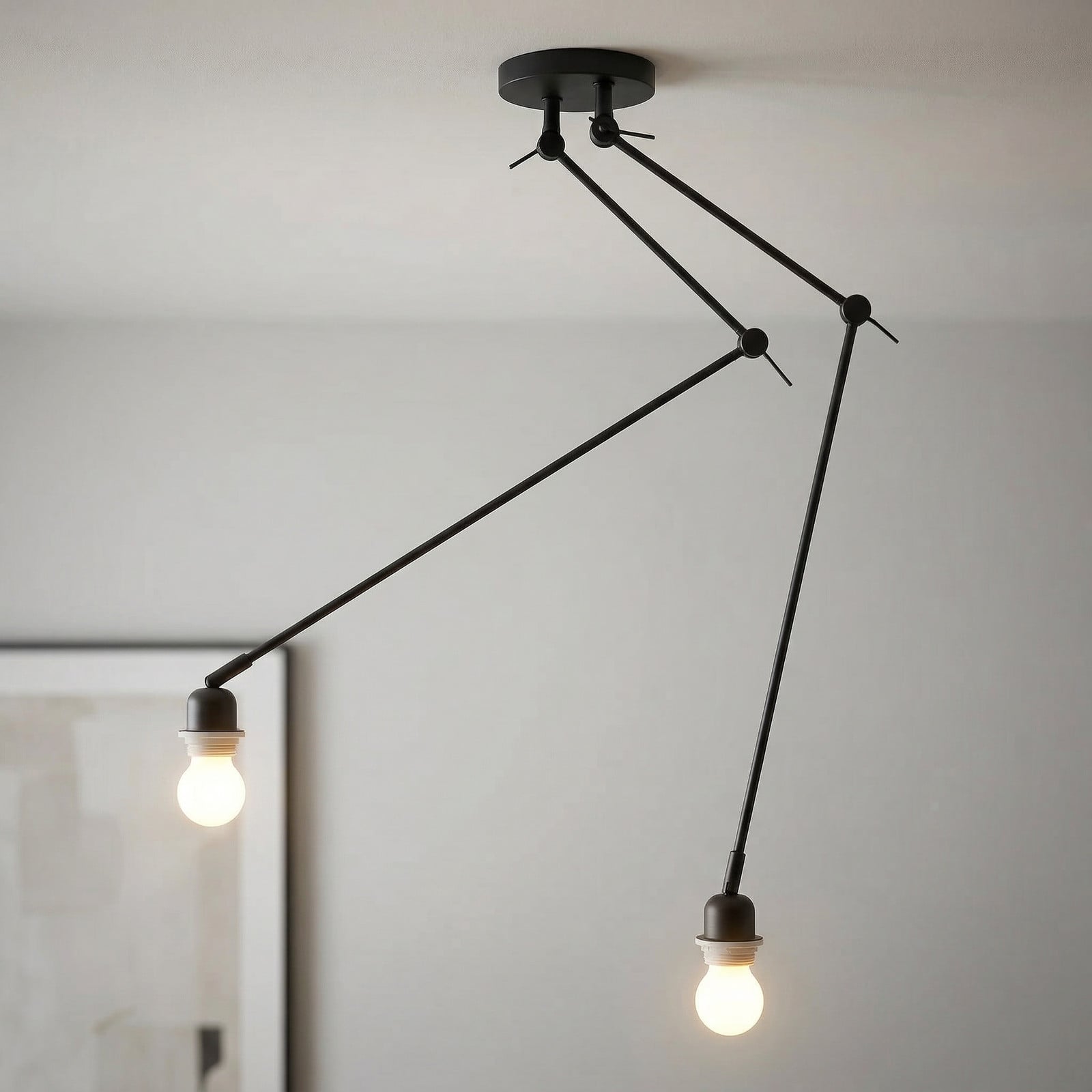 Plafonieră Rod 2 becuri negru