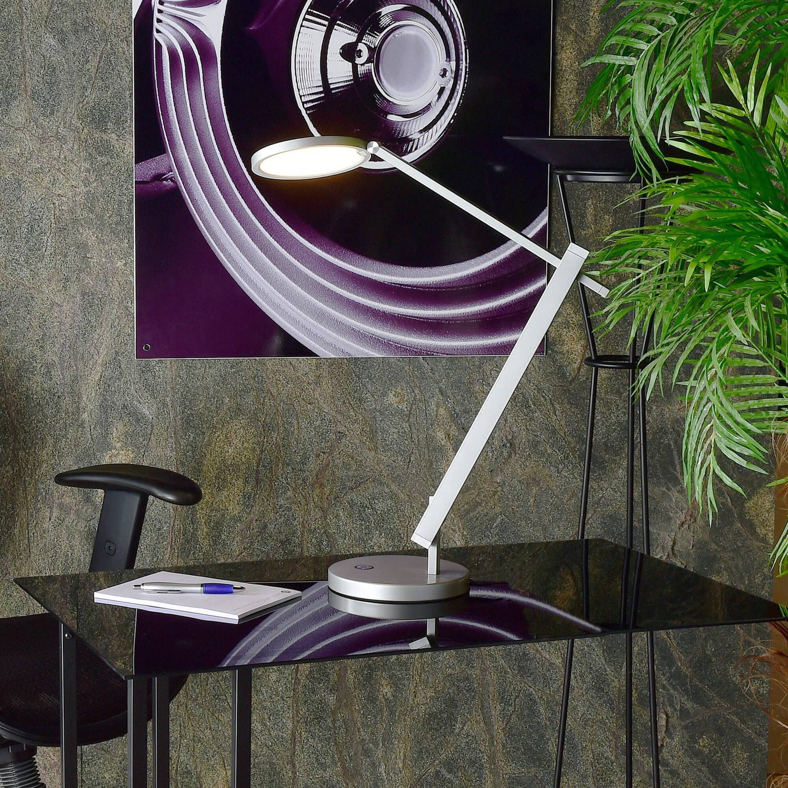 E-shop LED lampa na písací stôl Adhara, striebro