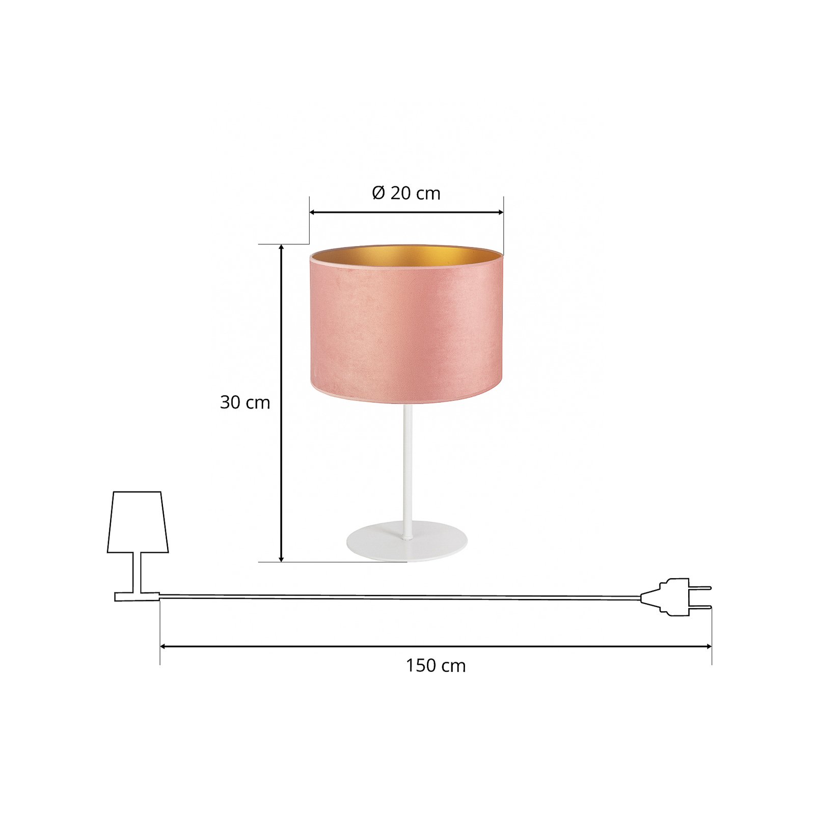 Golden Roller table lamp 30 cm light pink/gold