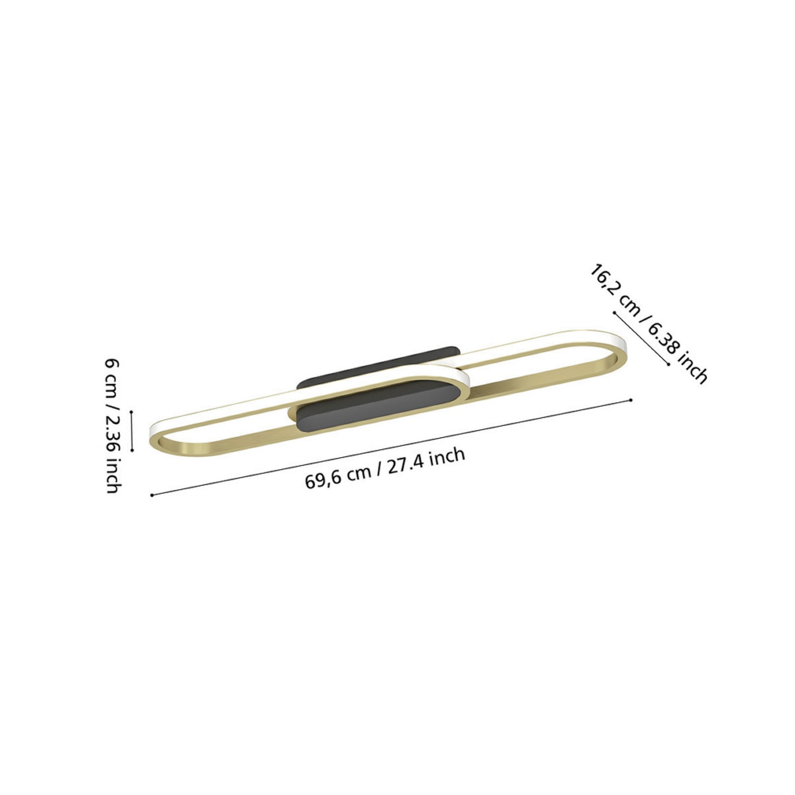 Plafonnier LED EGLO CONIVARENA, noir/laiton, 69 cm, CCT Plafonnier LED EGLO CONIVARENA, noir/laiton, 69 cm, CCT