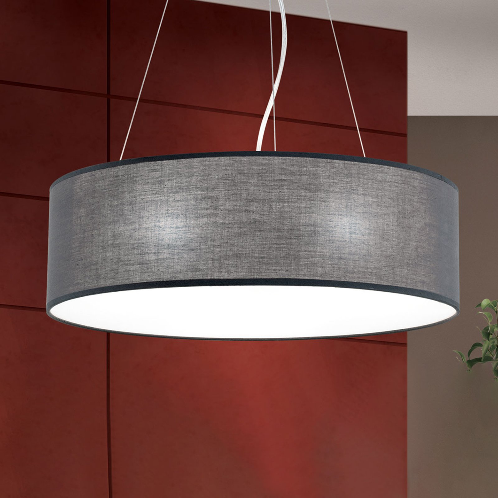 Ufo hanging light with a grey lampshade