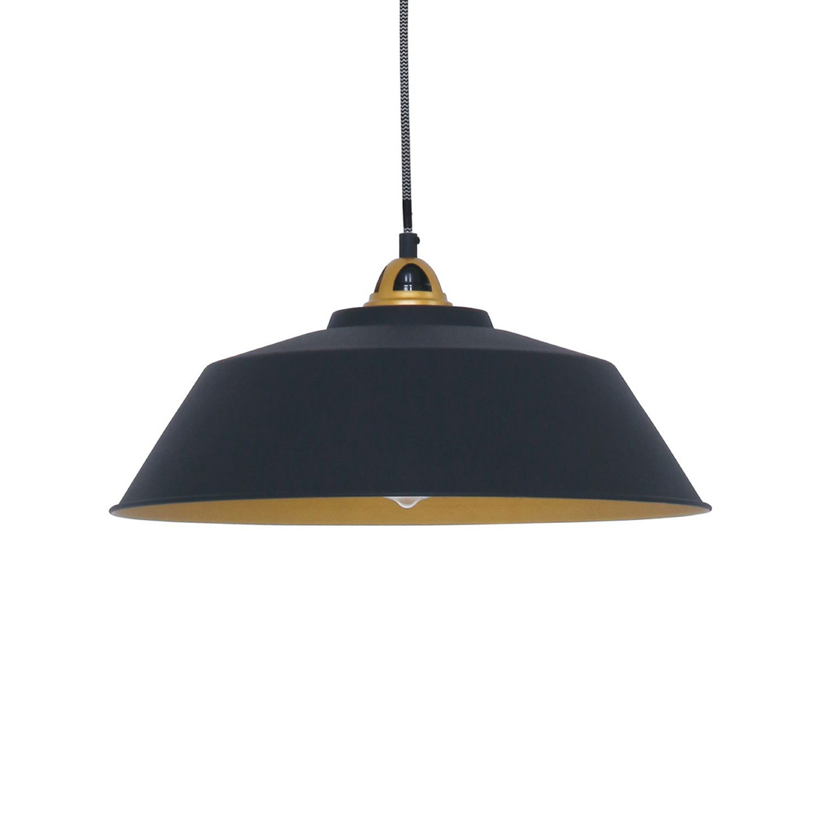 Suspension Nove, noire, intérieur doré, métal, E27