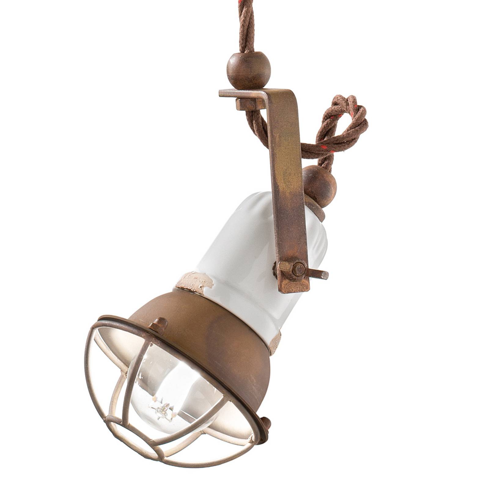 Ferroluce Lampa wisząca C1660/1 z klatką biała