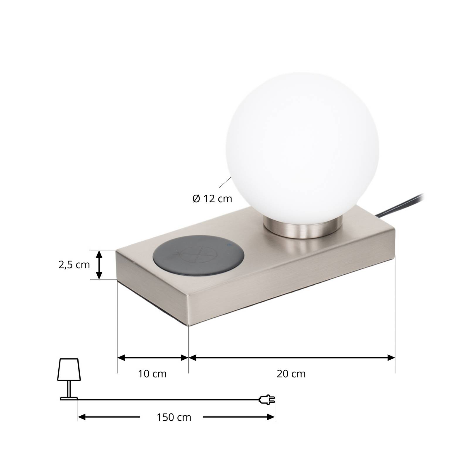 Lampa stołowa Lindby Junis, nikiel, funkcja ładowania