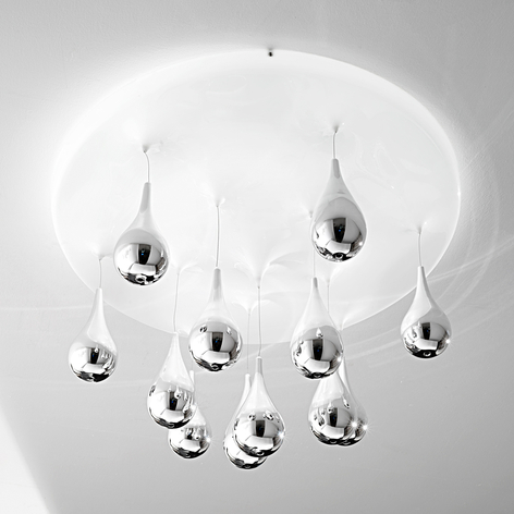 Deckenlampe Pioggia, weiß, chrom