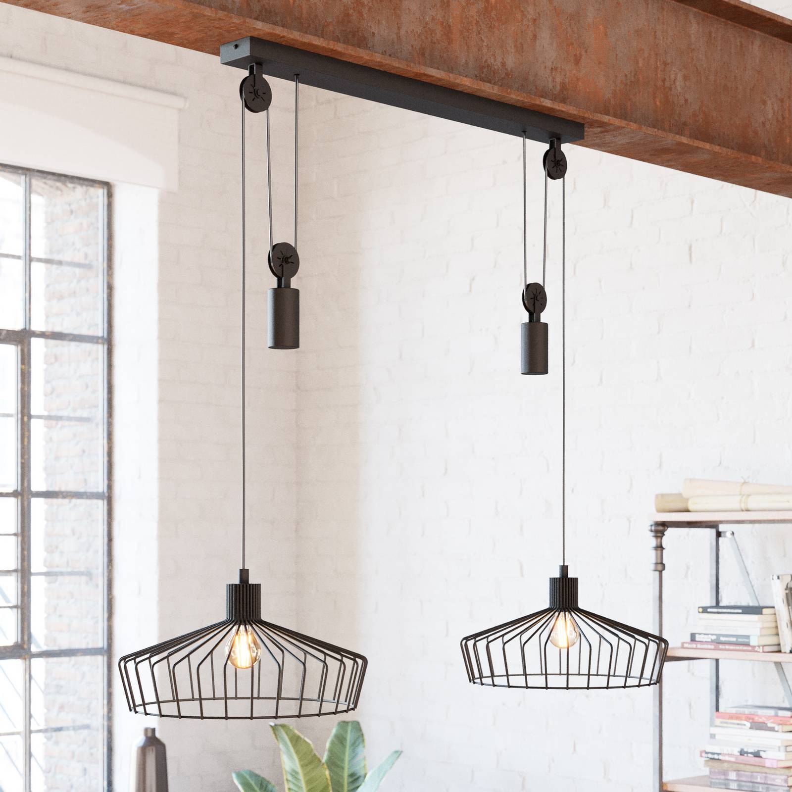 Hängeleuchte Winkworth mit Käfig-Schirm 2-flammig günstig online kaufen