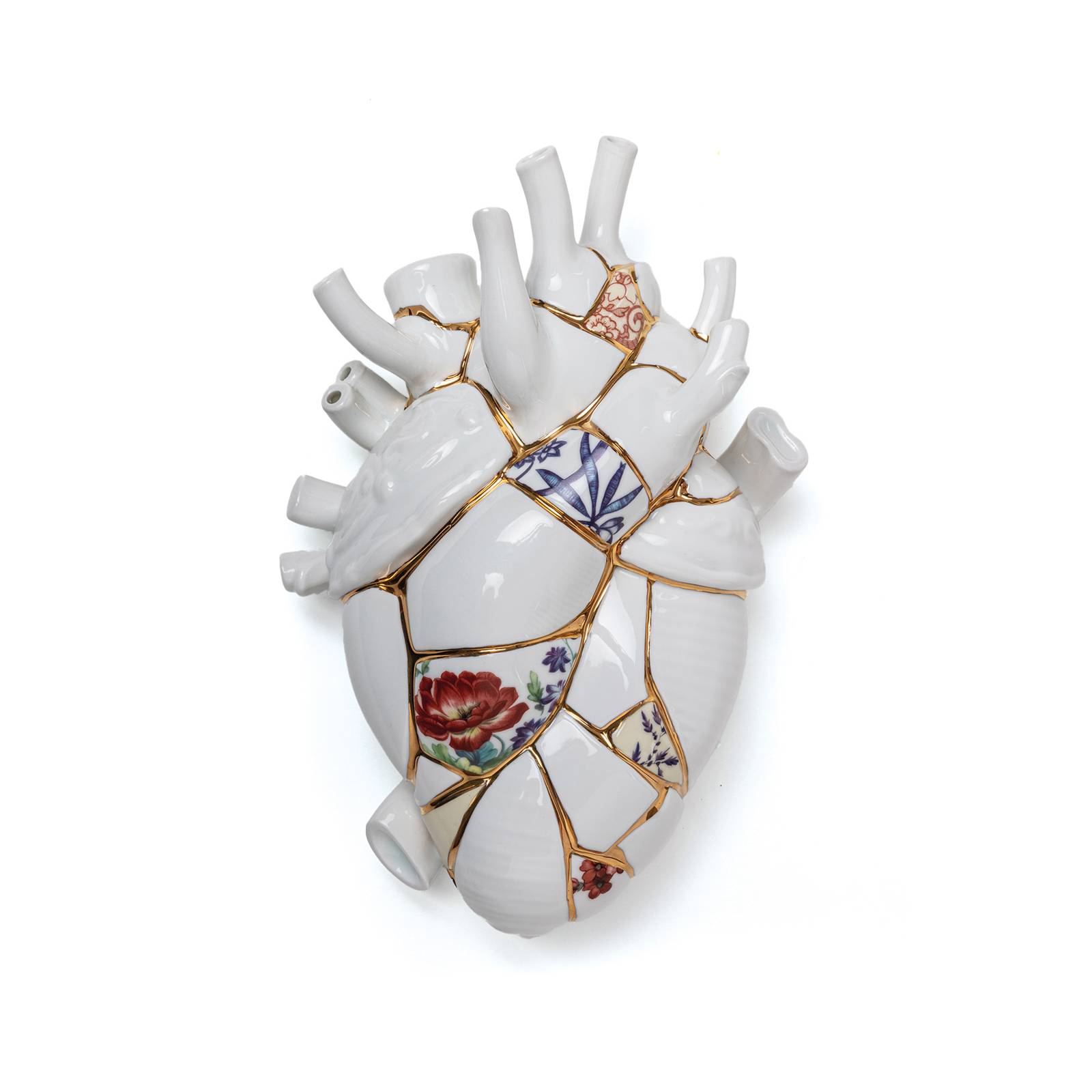 SELETTI Vase Love in Bloom Kintsugi bunt Porzellan Gold