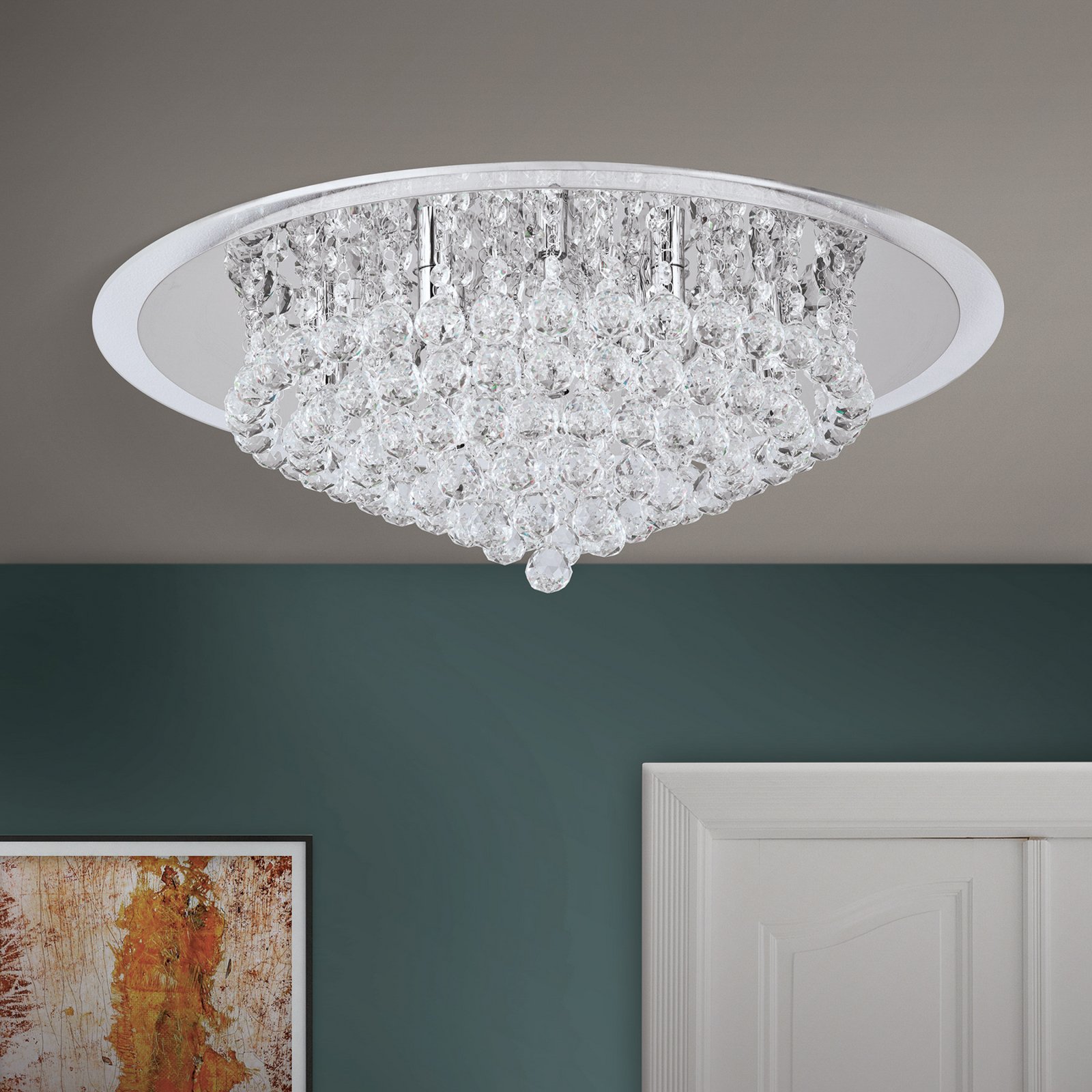 Carol Chrome Ceiling Light with Crystal Decoration