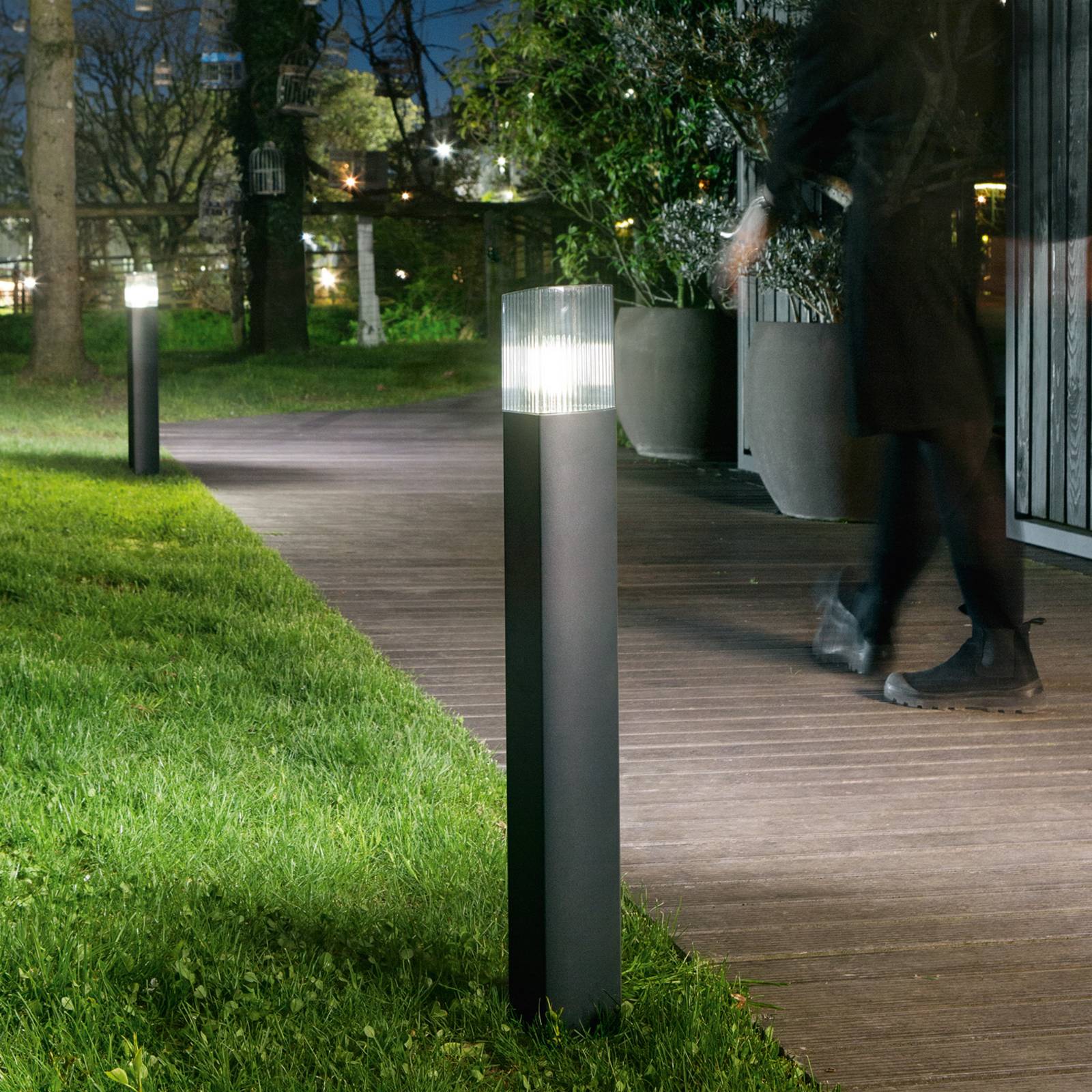 INTEC Väglampa DARK, antracit/rökgrå, stål, sensor