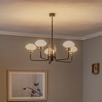 Lustre Ravello, 5 luzes, preto/branco/dourado