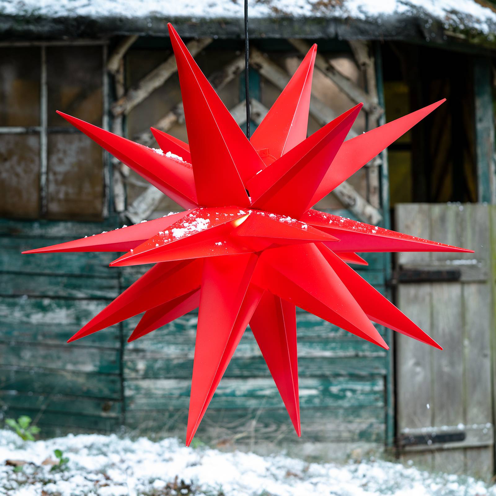 Rød kunststof-stjerne Jumbo, udendørs, 18 takker