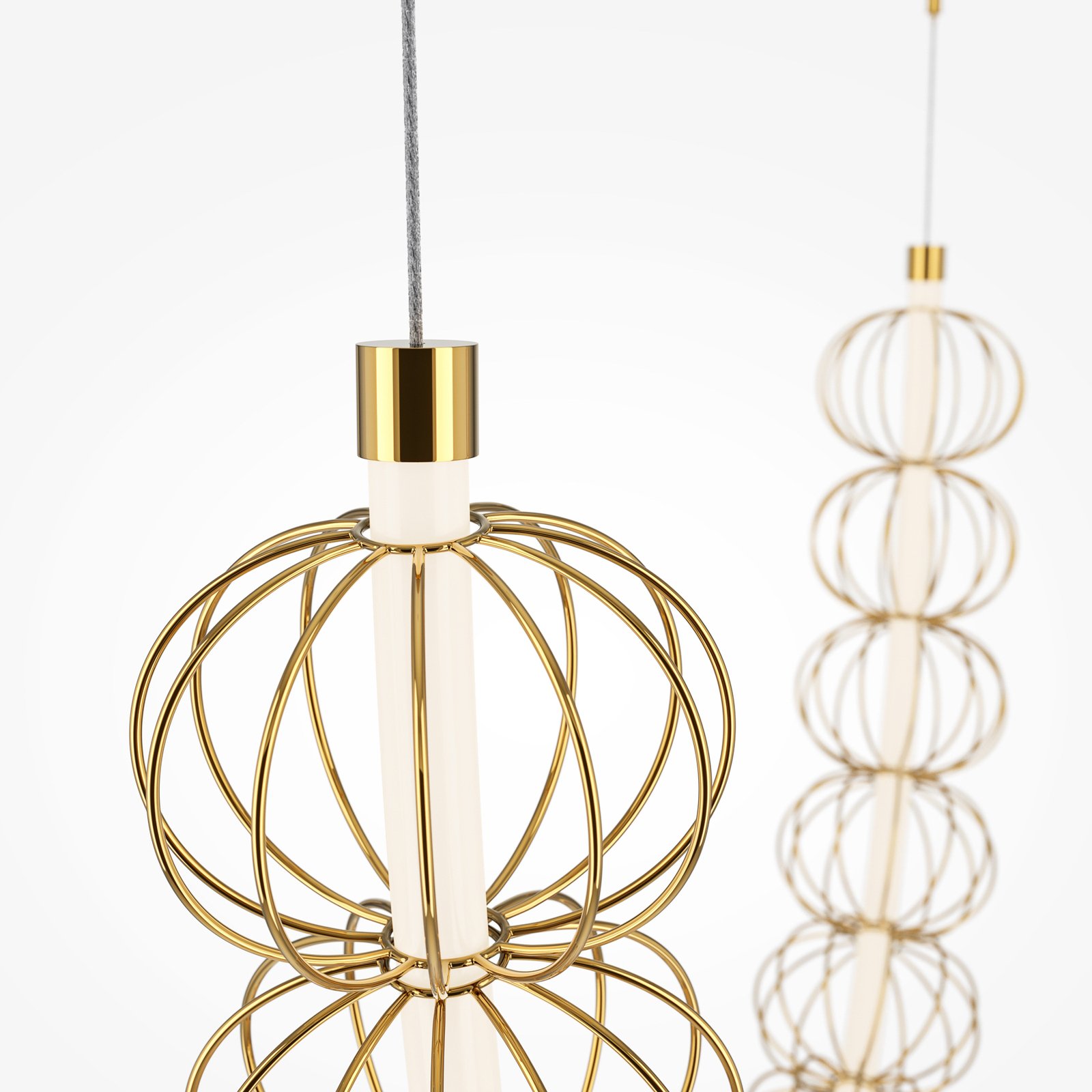 Lampa wisząca LED Maytoni Golden Cage, 2-częściowa, wysokość 184 cm