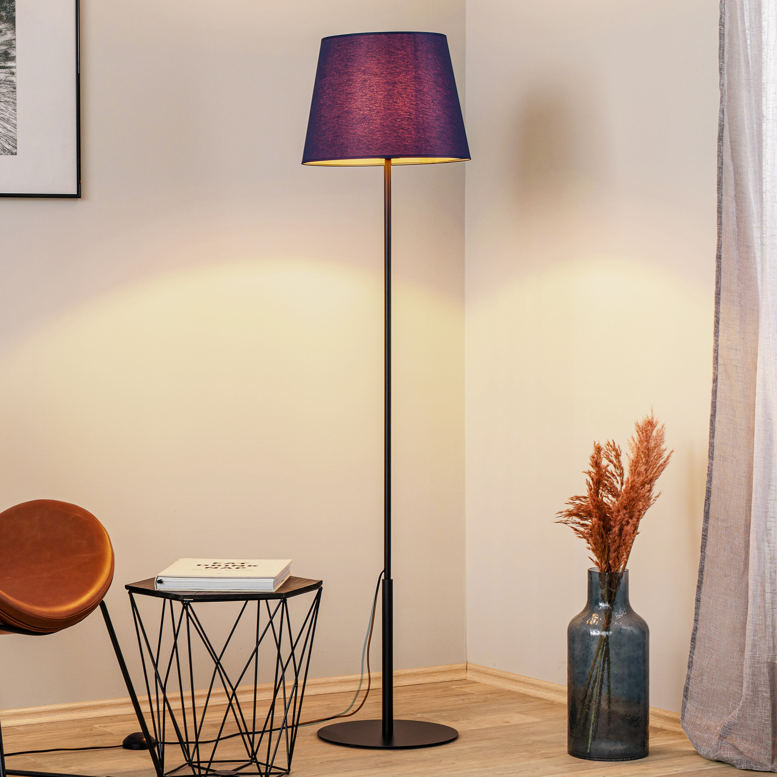 Piantana Soho, cono, dritta blu/oro
