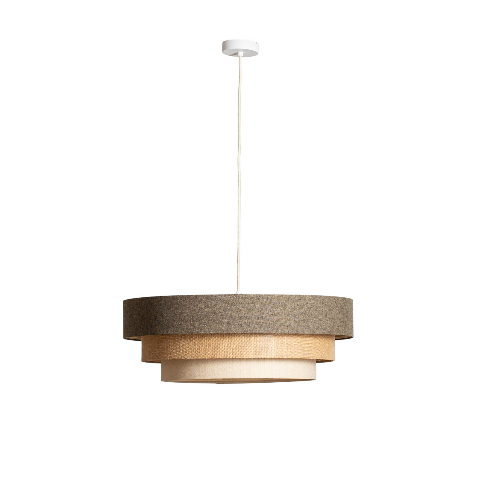 Triniti pendant light, brown/beige/cream, Ø 60 cm, textile