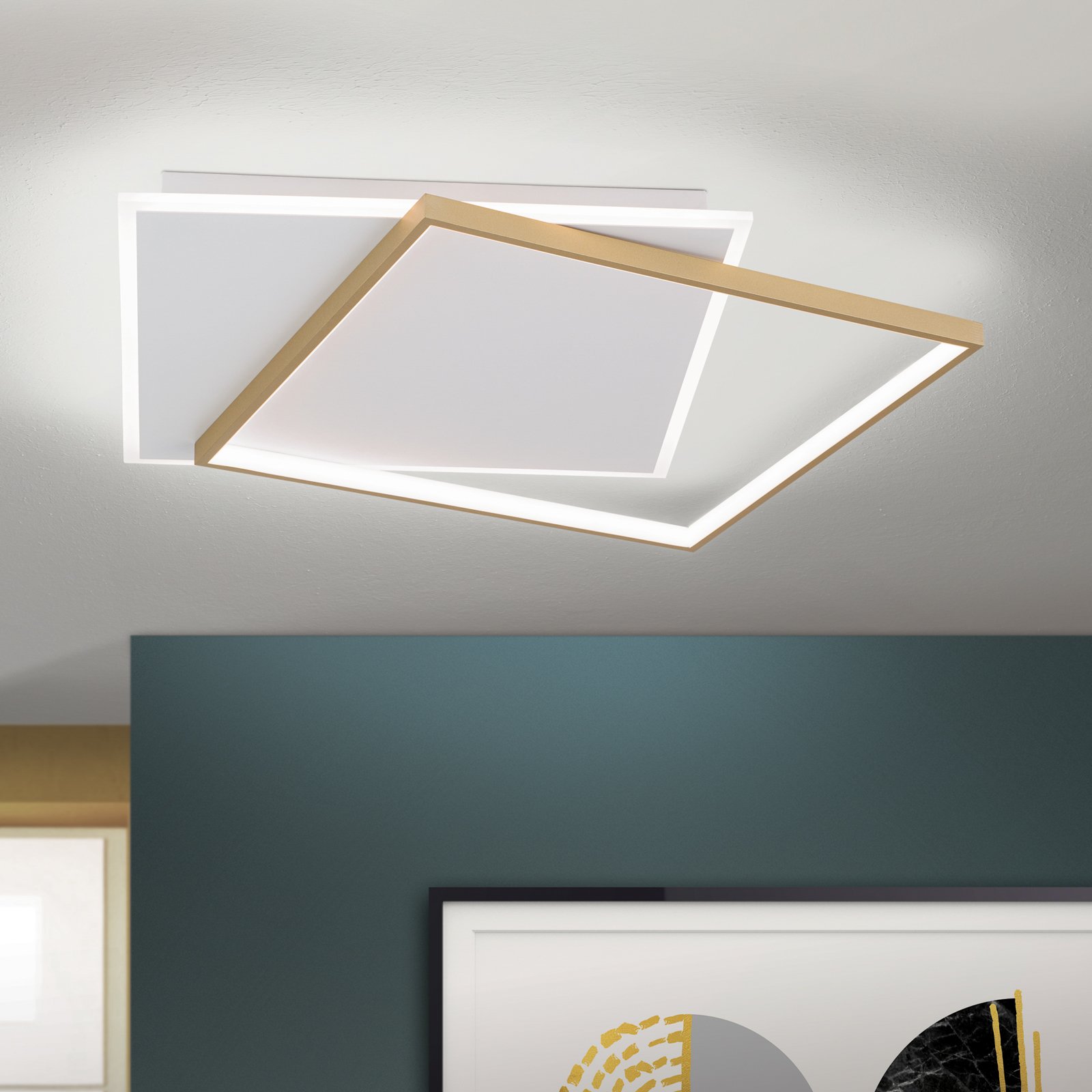 LED-Deckenlampe Emanuel, weiß/gold